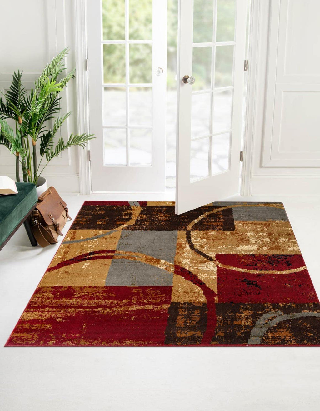 Unique Loom Barista Collection Area Rug - Kouillou (2' 2" x 3' 1" Oval, Multi/Brown)