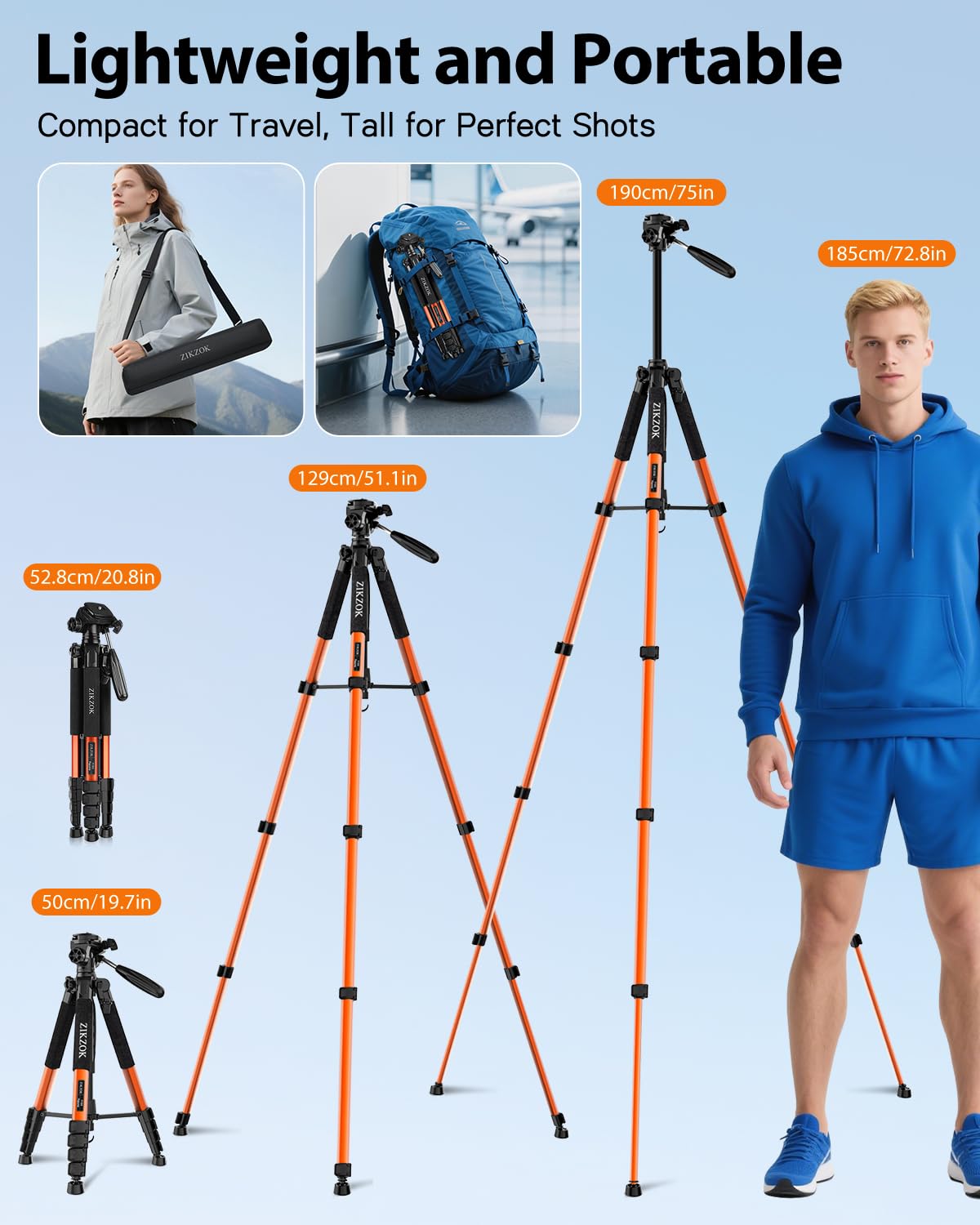 75" Camera Tripod, Aluminum Heavy Duty Camera Stand for ipad Phone, Travel Tripod with/Carry Bag/Phone Tablet Holder, Compatible with Canon Nikon Sony DSLR, Spotting Scopes, Max Load 15 Lb(Black)