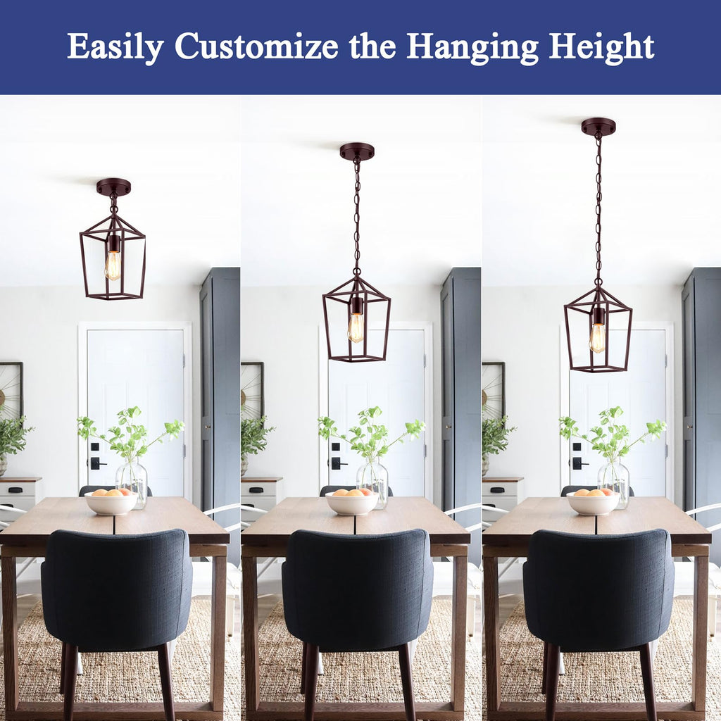Sheetea 2-Pack Gold Pendant Lights Kitchen Island, Modern Mid Century Light Fixtures Hanging Lamp for Kitchen, Farmhouse Kitchen Pendant Lighting Over Island, Metal Cage Design