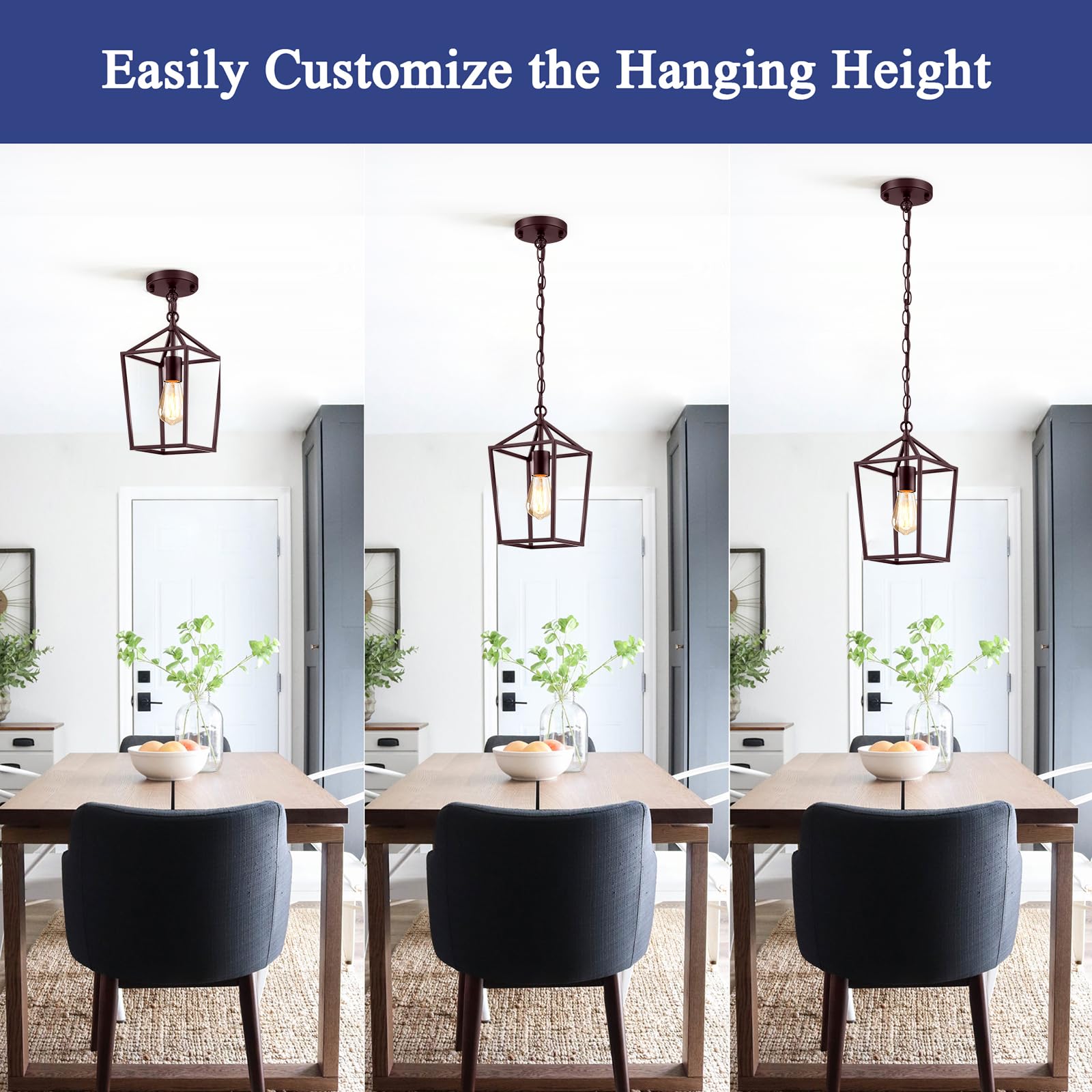 Sheetea 2-Pack Gold Pendant Lights Kitchen Island, Modern Mid Century Light Fixtures Hanging Lamp for Kitchen, Farmhouse Kitchen Pendant Lighting Over Island, Metal Cage Design
