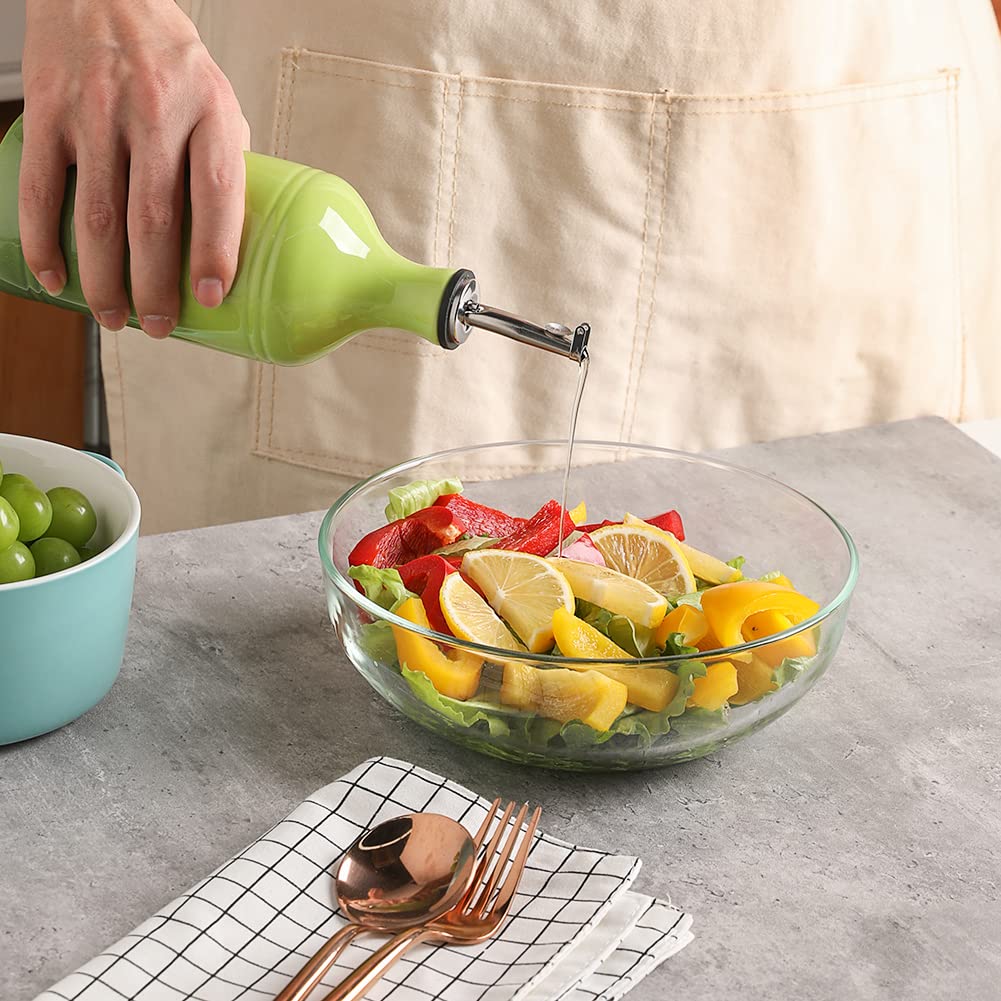 Sweejar Ceramic Olive Oil Dispenser Bottle, Opaque Oil Cruet Protects to Reduce Oxidation, Suitable for Storage Vinegar, Coffee Syrups & Other Liquids, Pack of 1, 15.5 Fl Oz(Beige)