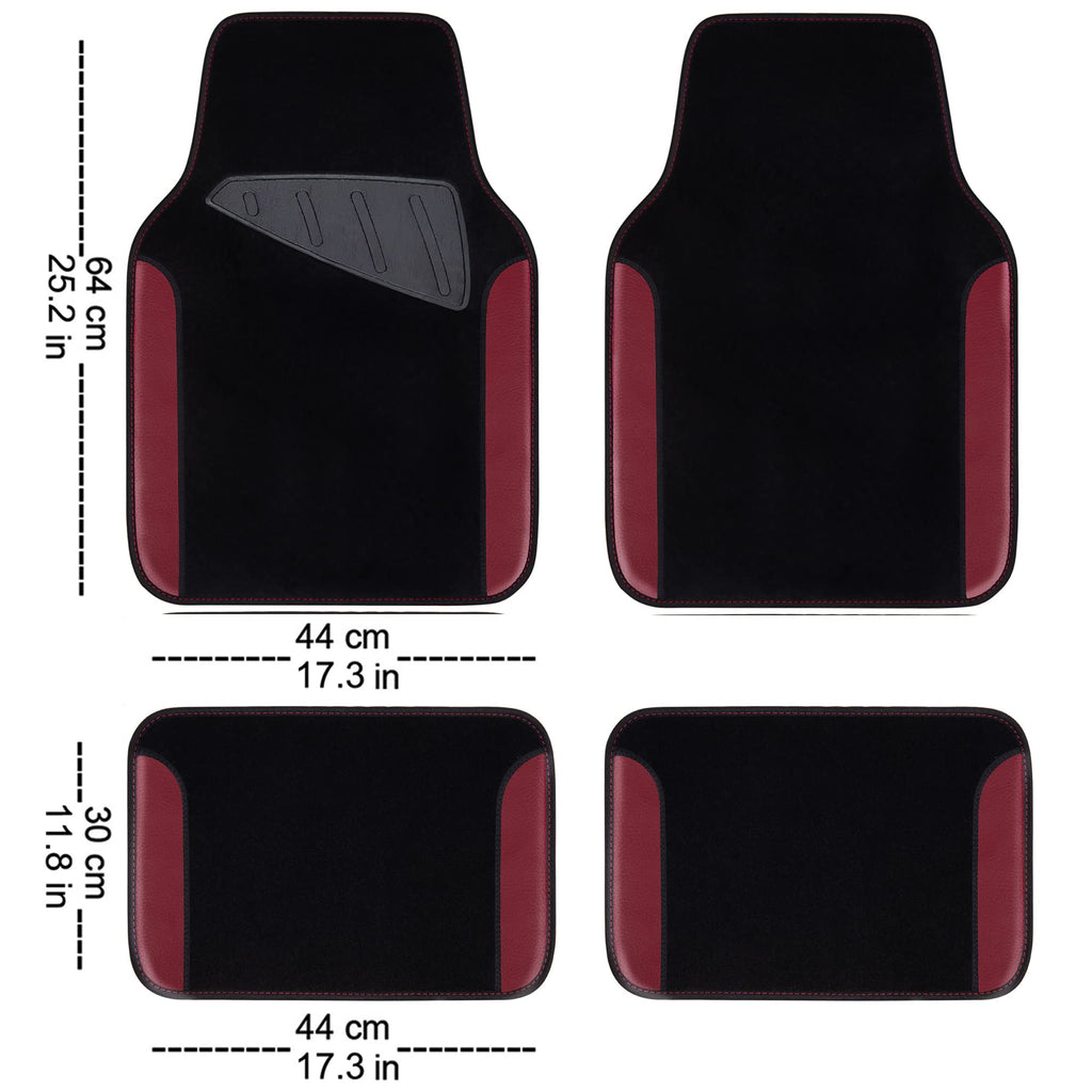 CAR PASS Beige Leather & Waterproof Car Carpet Floor Mats, Universal Car Mats Fit for SUV,Vans,sedans, Trucks,Set of 4pcs Car Carpet with Anti-Slip nibbs Driver Heel Pad (All Beige)