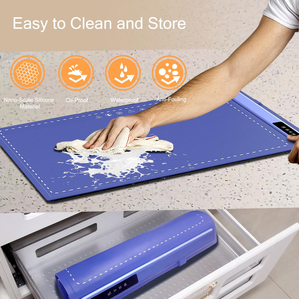 Upgrade Warming Mat for Food with Adjustable Temperature-Portable Electric Warming Tray,Roll Up Silicone Food Warmer for Parties with 3 Temperature Settings,Versatile Food Warmers for Parties Buffet