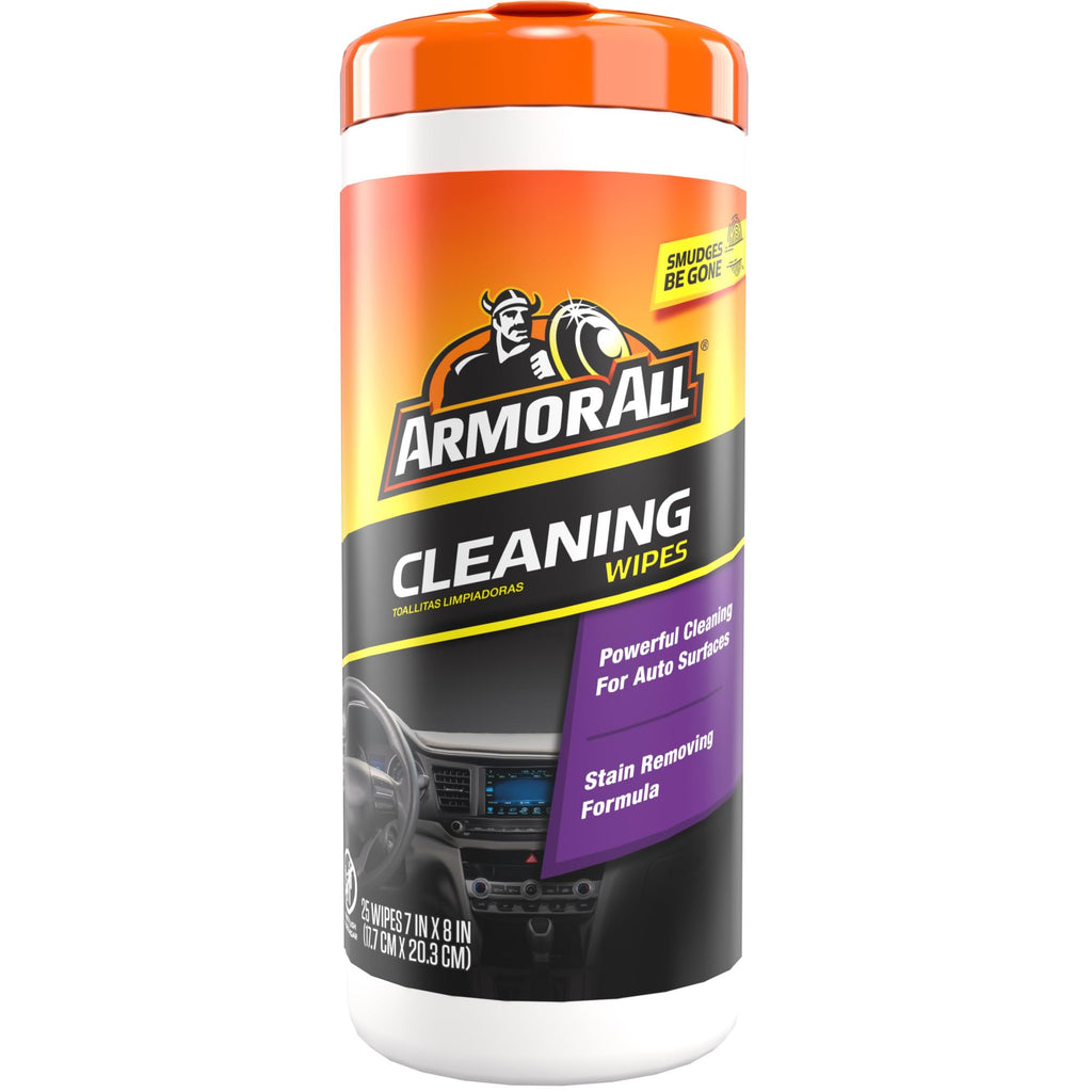 Armor All Interior Car Cleaning Wipes, 25 Count Canister, Powerful Cleaning for Dashboards, Vinyl, Clear Plastics, Carpet and Fabric