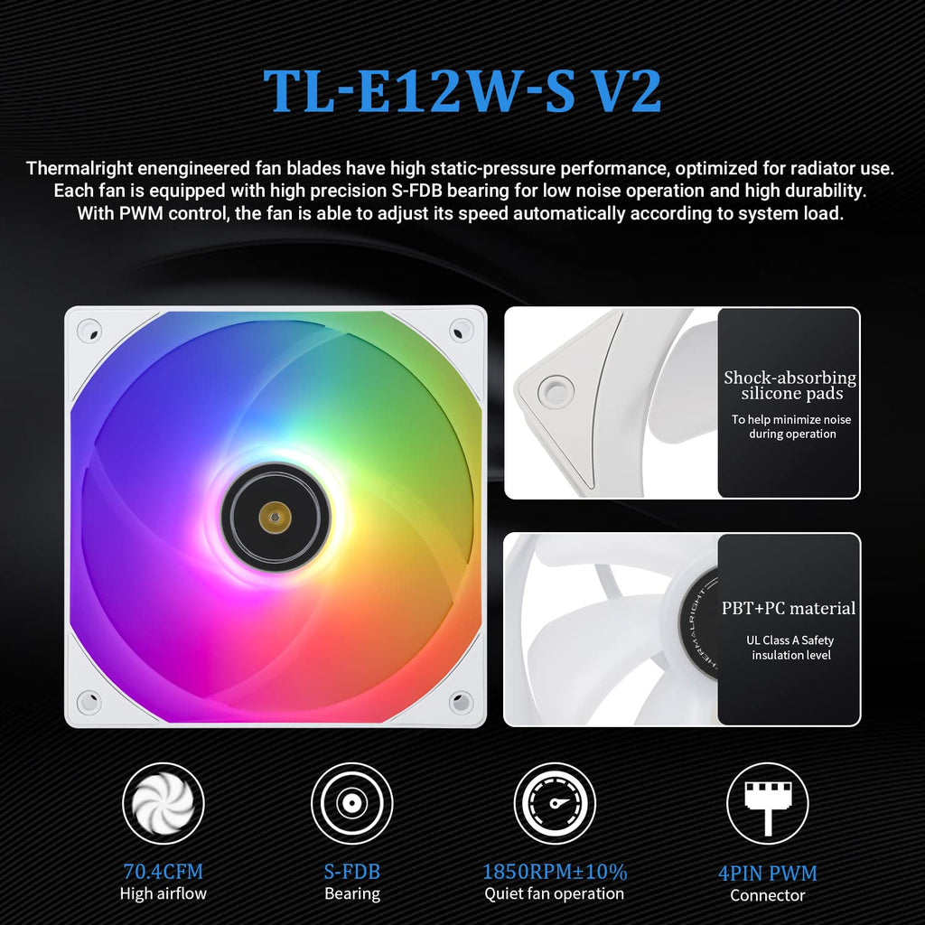 Thermalright Frozen Prism 240 Black CPU Liquid Cooler,Efficient PWM Controlled Pump 3300RPM,TL-E12 Series PWM Fan×2,Water Cooling Computer Parts,for AMD AM4/AM5,Intel LGA1150/1151/1200/1700/1851