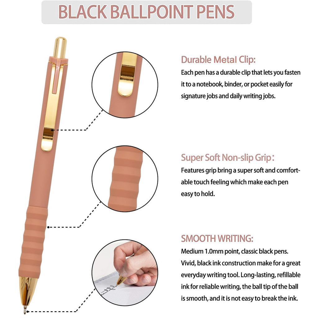 Linbsunne Ballpoint Pens Medium Point 1mm Pen with Super Soft Grip Ball Point Pen for Men Women Retractable Pens (Blue Ink+Black Ink+Red Ink)