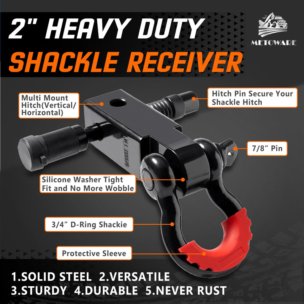 METOWARE Recovery Tow Strap Kit 3" x 20ft, Heavy Duty Recovery Strap 35,000lbs Break Strength with 3/4" D Ring Shackles(2pcs) & Storage Bag, Emergency Off Road Towing Rope for SUV, UTV, ATV, Truck