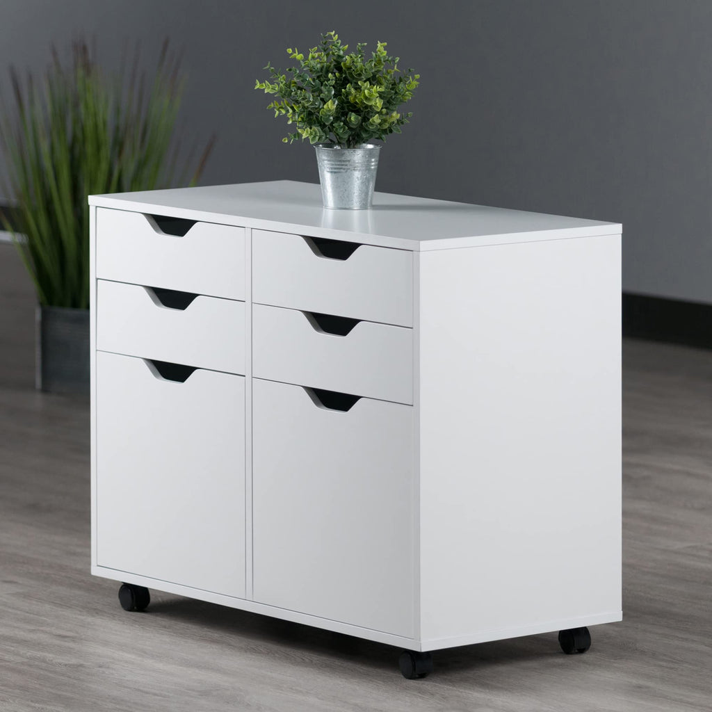 Winsome Halifax Mobile Storage Cabinet with Doors & Drawers, Stylish & Functional Home Storage Cabinet for Filing, Kitchen Organization, Moveable Furniture for Office, Dorms, Apartments