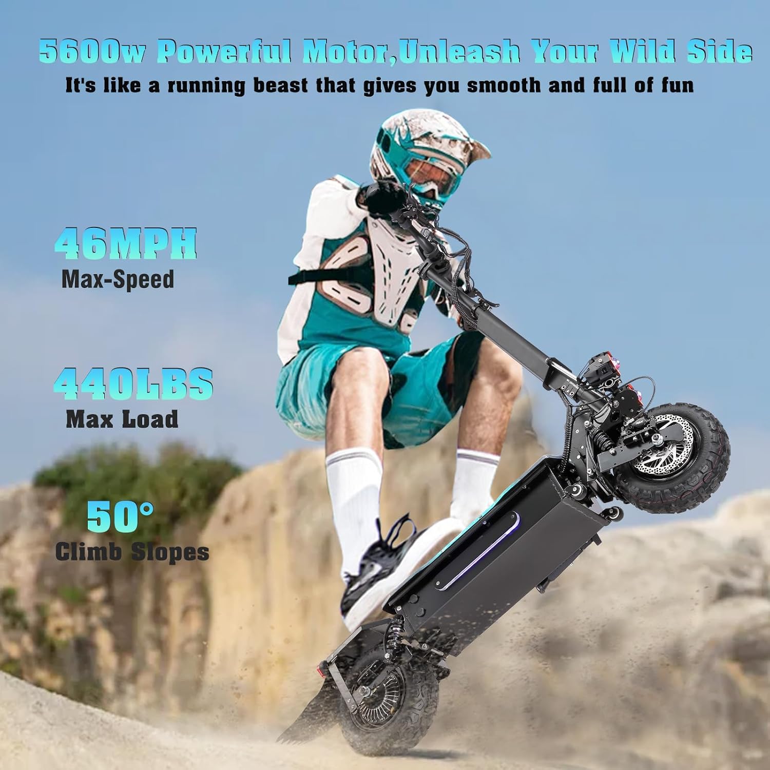 Electric Scooter for Adults,5600W Dual Motors Range 50 Miles,Electric Scooter Adults 50 MPH, 60V 27Ah Large Capacity Battery, 11" Off Road Tires Scooter with Detachable Seat Max Load 4470lbs