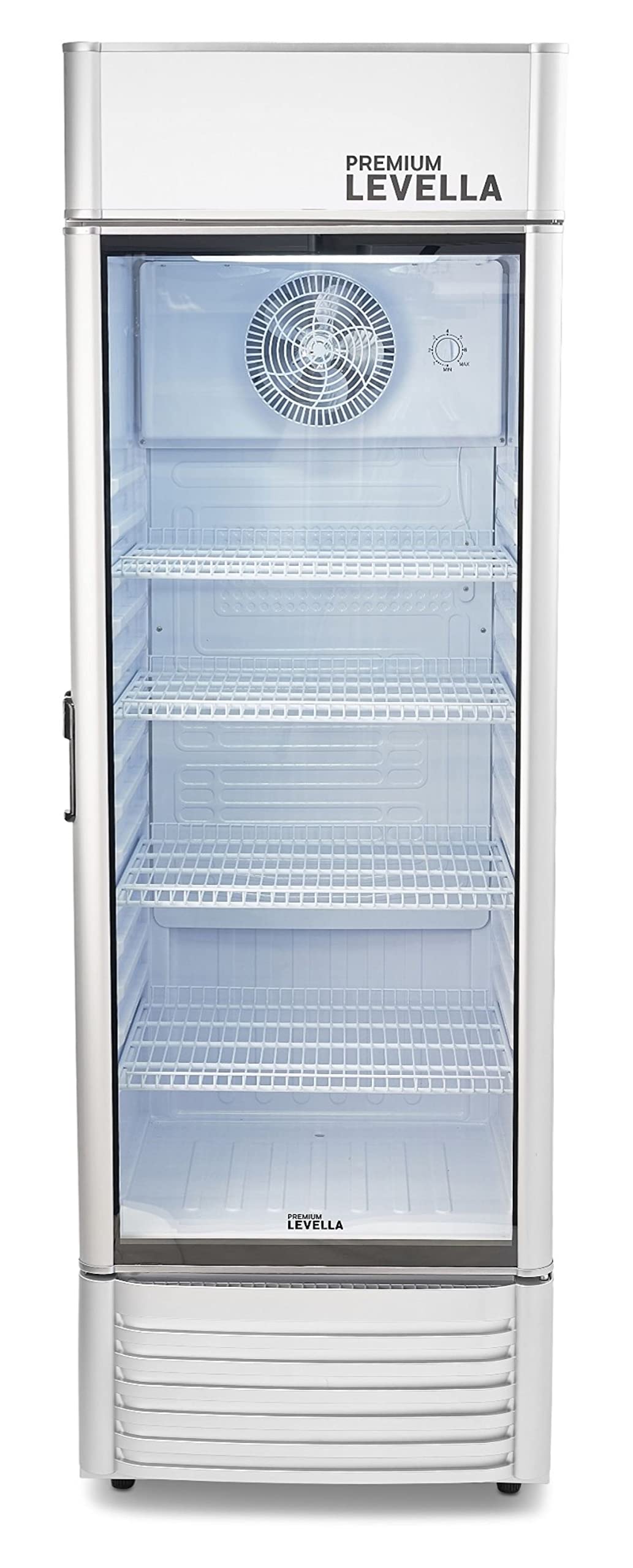 PremiumLevella PRF37DX Glass Door Display Refrigerator 3.1 cu ft Commercial Beverage Cooler Merchandiser - Black