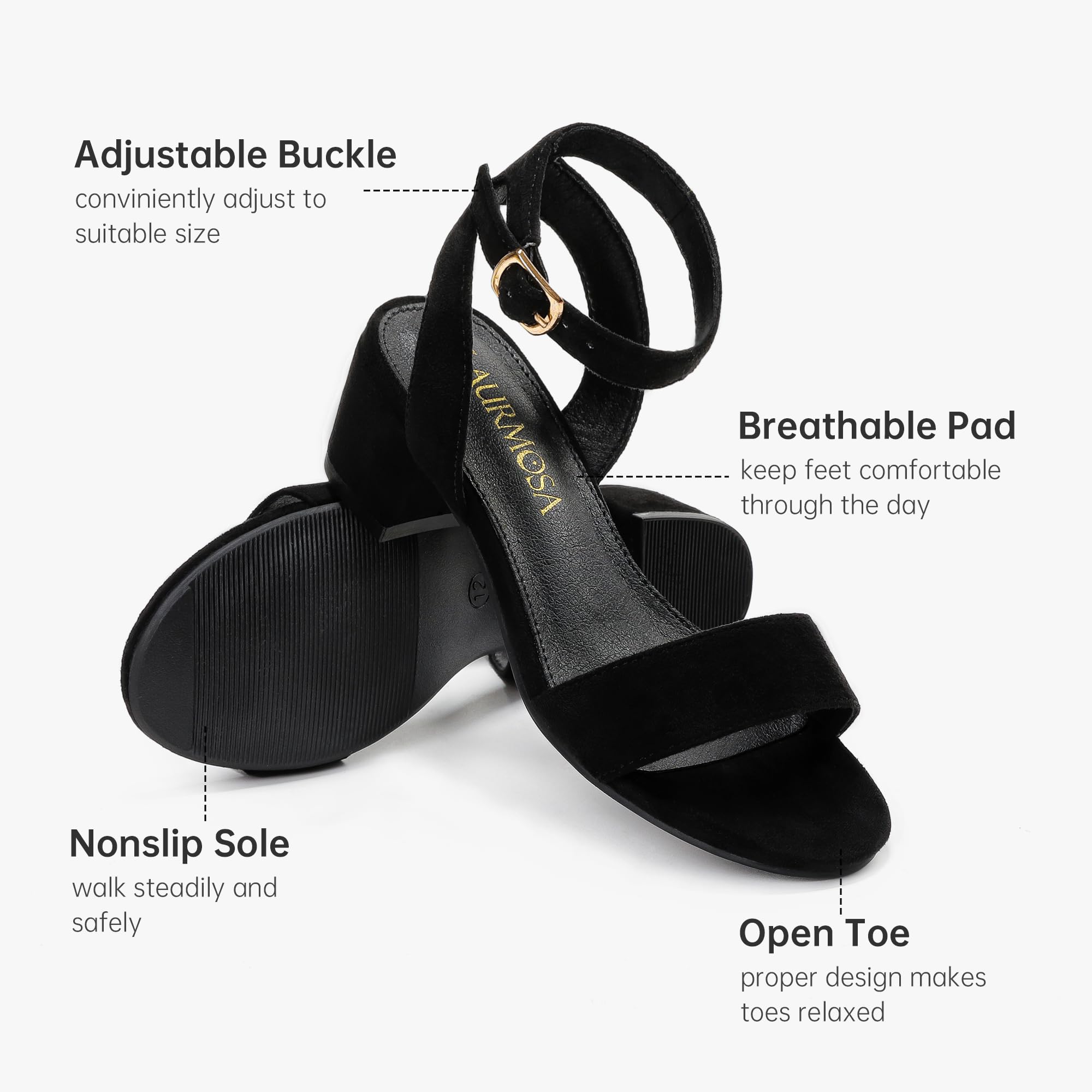 LAURMOSA High Heels for Kids Open Toe Dress Shoes for Girls Ankle Strap Pump Shoes Flower Girl Sandals Wedding Party for Little Big Kids