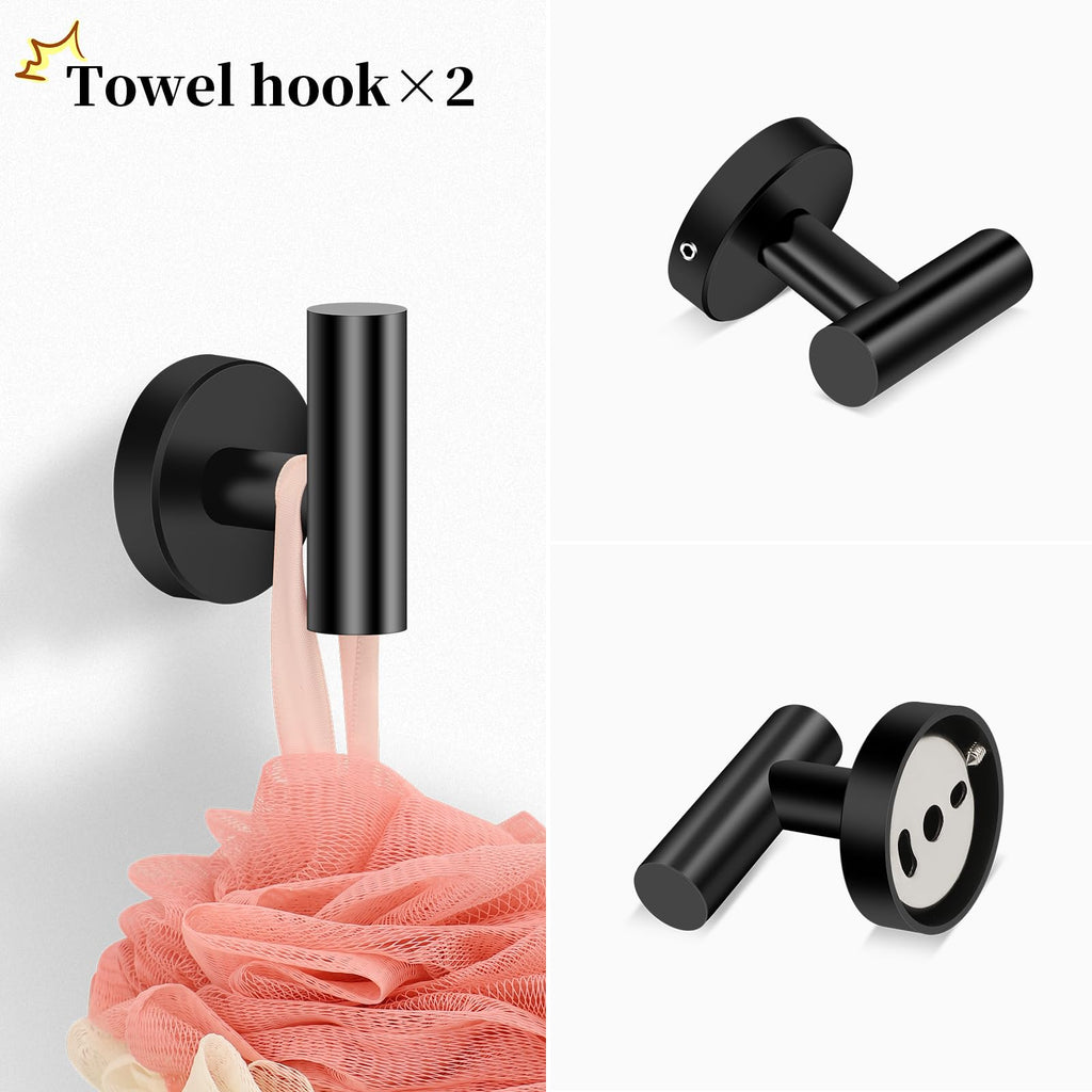 Brushed Gold Bathroom Hardware Accessories Set 5 Piece, Stainless Steel Bath Towel Bar Set 24 Inch,Toilet Paper Holder,Towel Ring Holder,Towel Rack Set,Gold Bathroom Accessories Kit