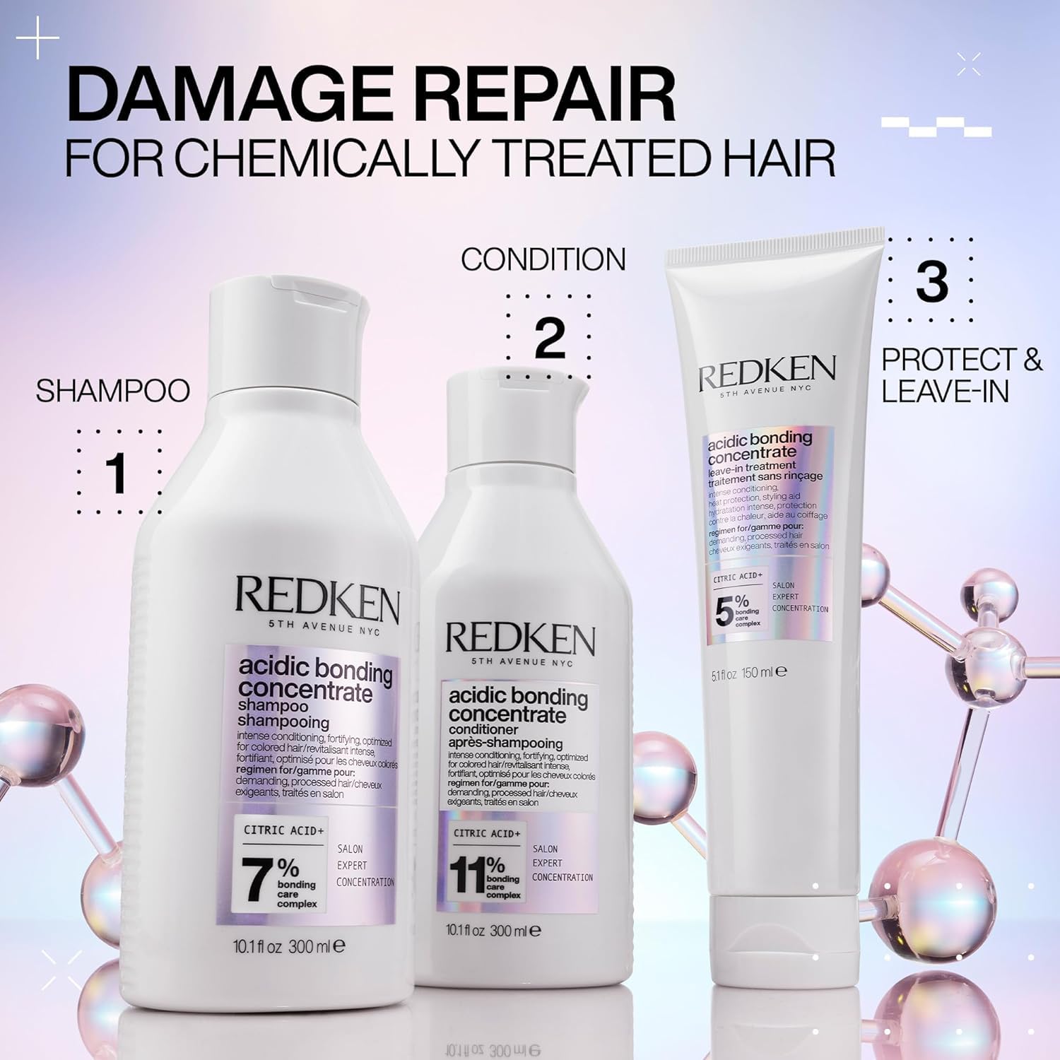 Redken Acidic Bonding Concentrate Conditioner For Damaged Hair Repair - Strengthens and Repairs Weak and Brittle Hair, Sulfate-Free, With Citric Acid