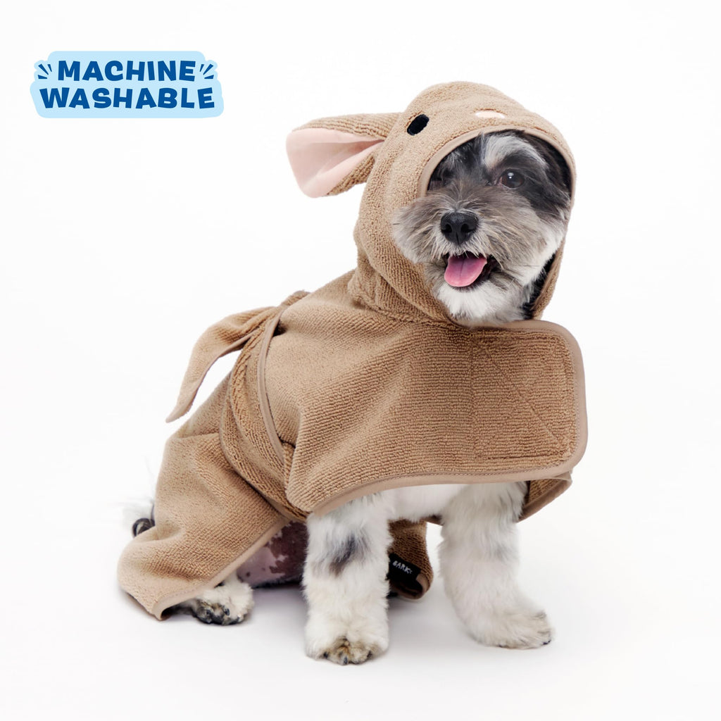Barkbox Dog Bathrobe Fast Drying with Hook and Loop Closure & Wrap Tie Snuggle, Cute Dogs Clothes, Easy to Clean, Machine Washable, Dog Coats and Tumble Dry Low - Bunny, Medium
