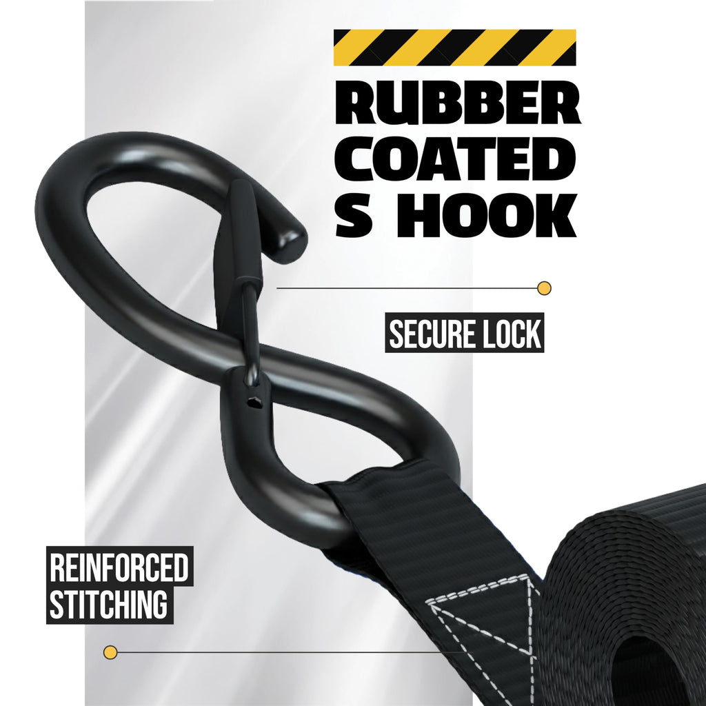 AUGO Retractable Ratchet Straps | 2 Heavy Duty Ratchet Straps Self Retractable Tie Downs with Soft Loops & Storage Bag for Motorcycle, Truck, Trailer, Cargo Van | 1200 Lb Break Strength 1” x 10’