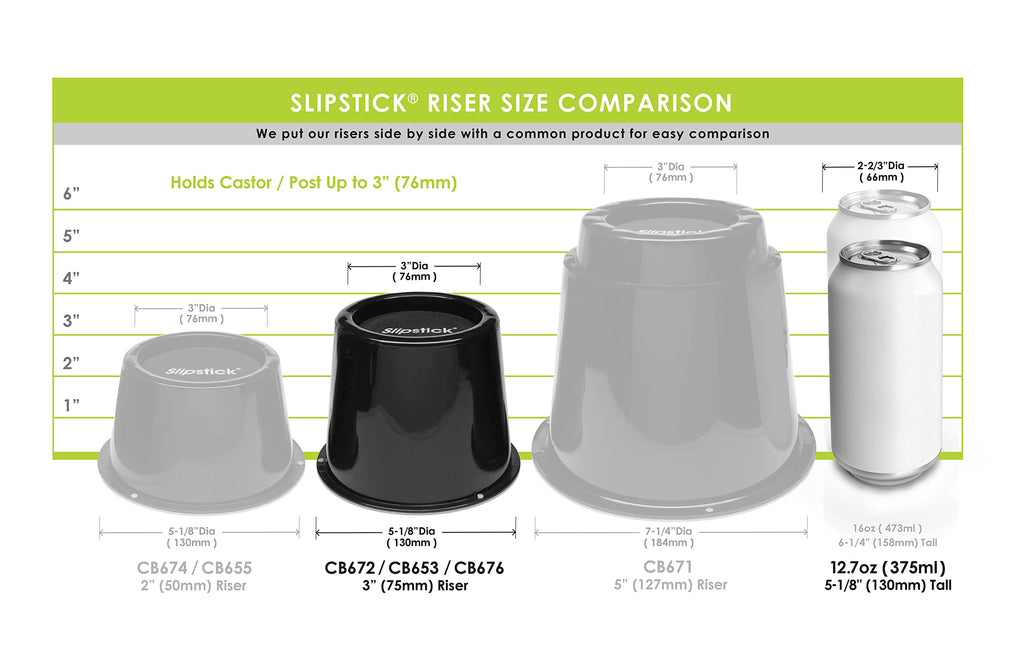 Slipstick CB674 Premium 2 Inch Furniture Risers/Bed Raisers with Steel Reinforced Top (4 Pack) Adds 2" Height, Supports 2,640 Pounds, Stackable with CB671