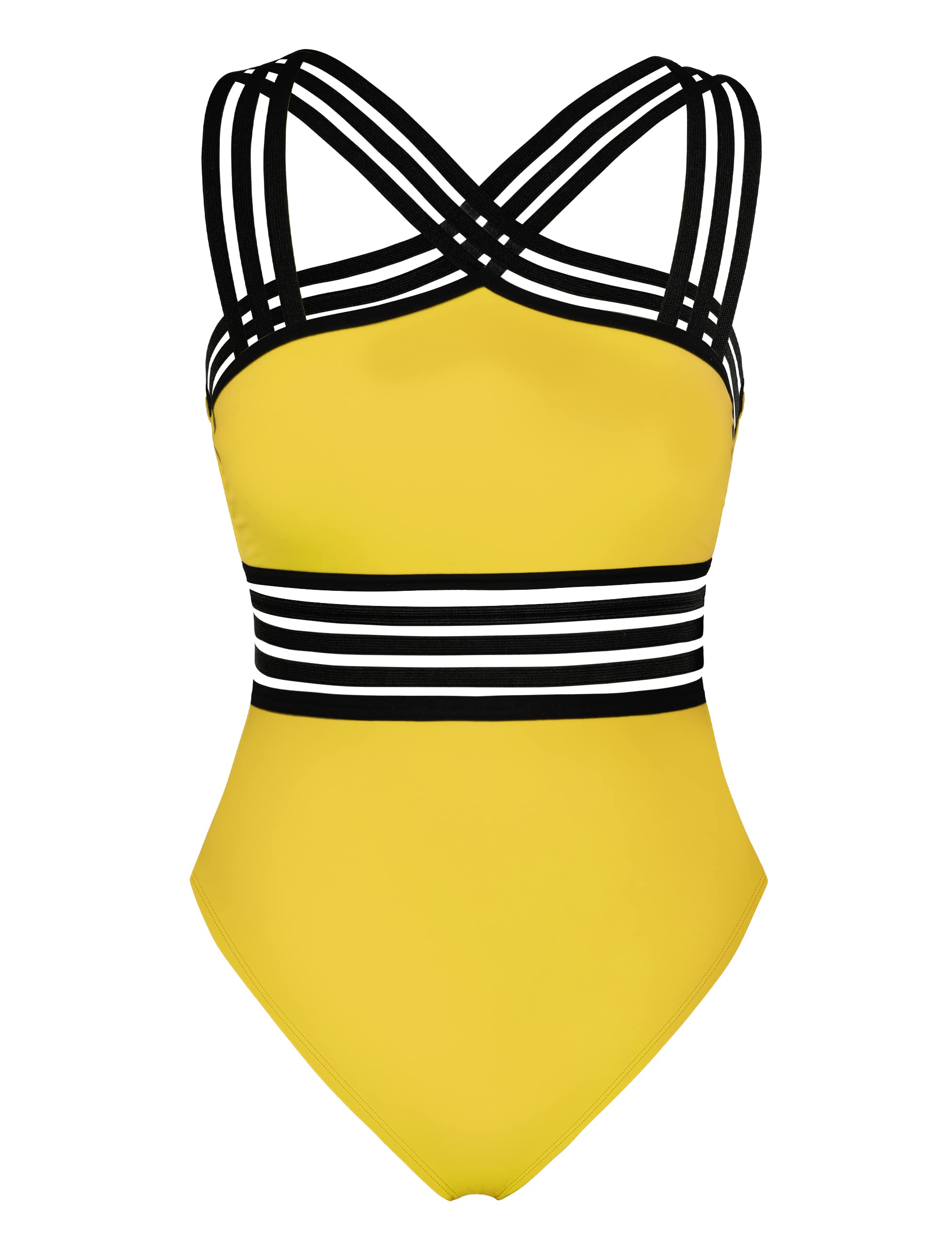 Hilor Women's Tummy Control Swimsuits Slimming One Piece Bathing Suits Front Crossover Swimwear