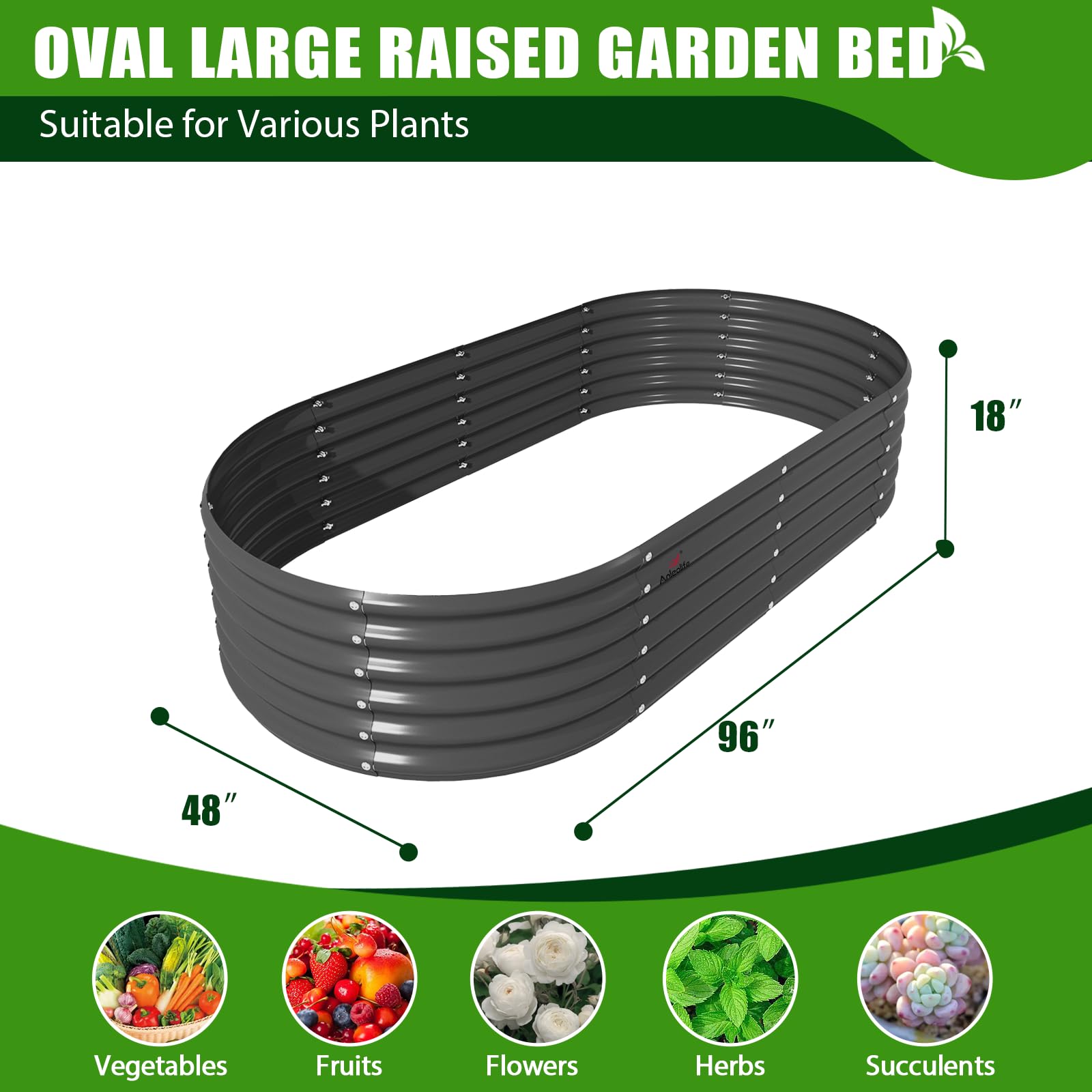 A ANLEOLIFE 2-Pack 3ft x 24” Tall Galvanized Raised Garden Beds Outdoor, Round Metal Planter Box for Planting Vegetables Flowers Herb, Anti-Rust & Easy-Setup, Quartz Grey