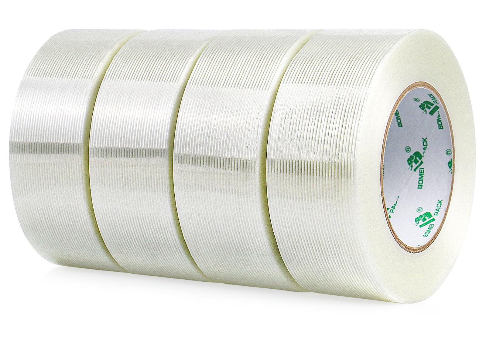 BOMEI PACK Wide Strapping Tape, 4Inch Heavy Duty Reinforced Packing Tape, Fiberglass Filament 60yds 5.5Mil