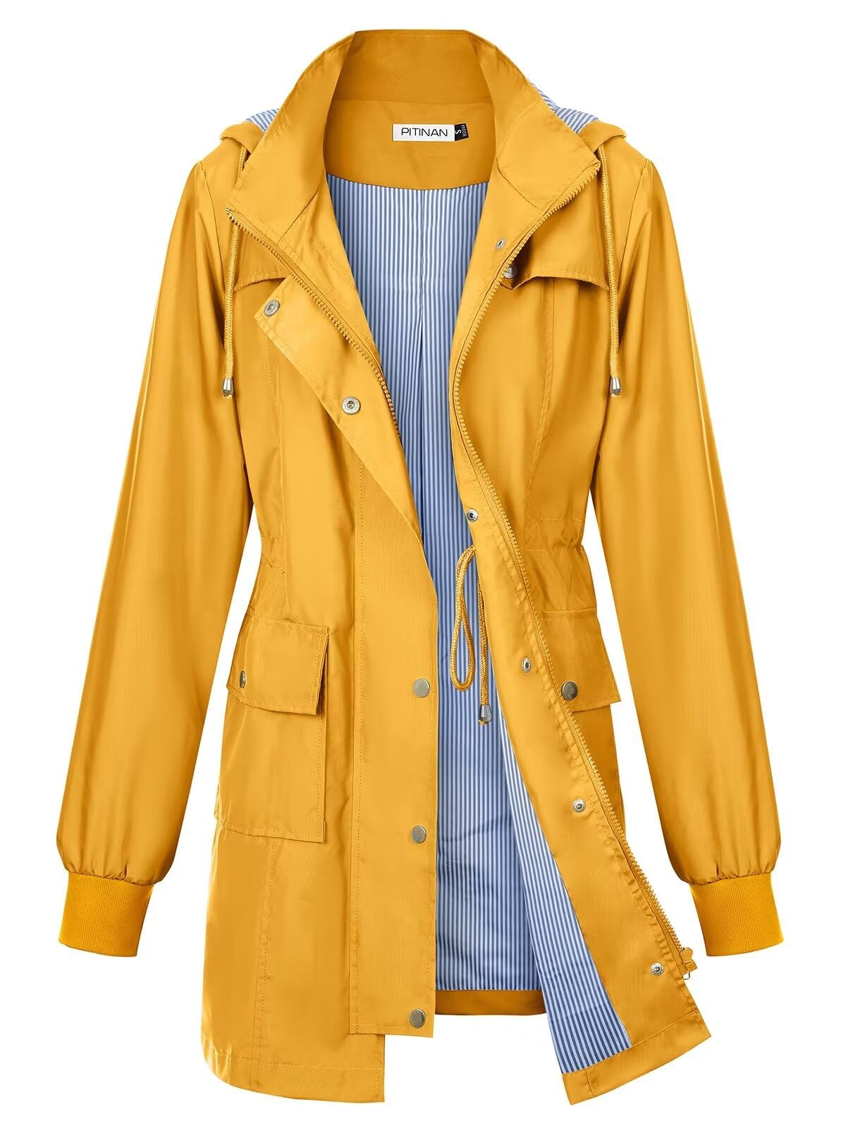 PITINAN Rain Jackets For Women Waterproof Rain Coats with Hood Lightweight Windbreaker Outdoor Womens Raincoats