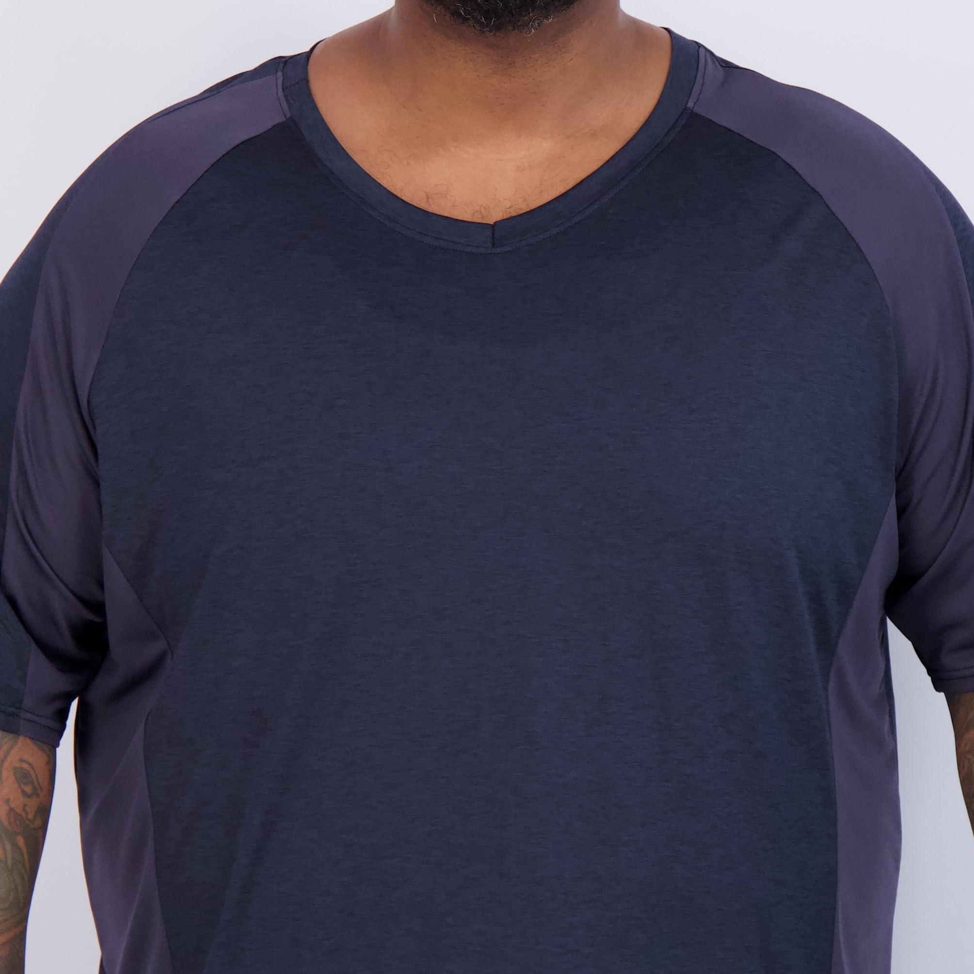 Real Essentials 3 Pack: Men's Big & Tall Short Sleeve V-Neck Athletic T-Shirt Dry-Fit Workout Shirts Moisture Wicking (3X-5X)
