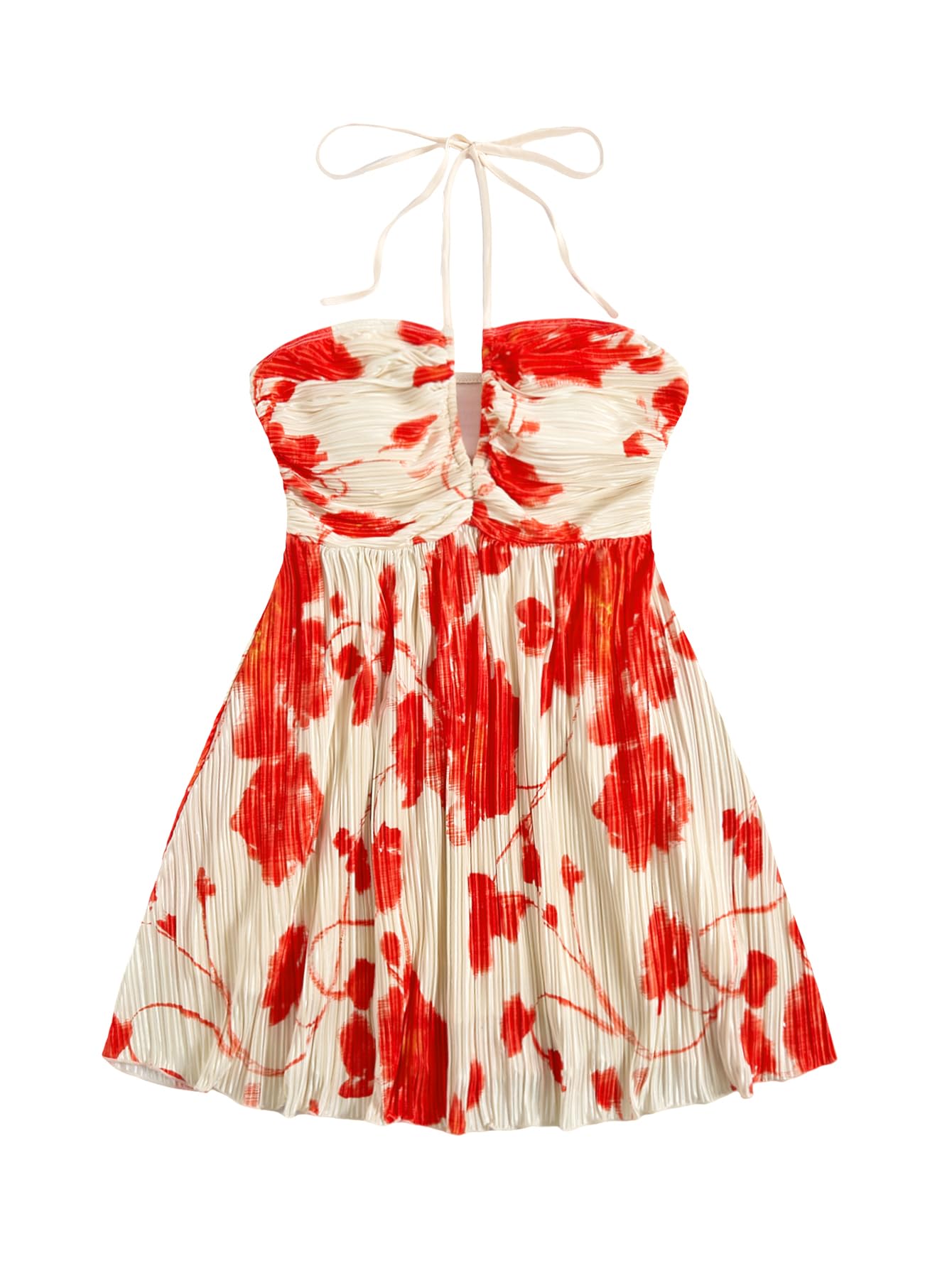SOLY HUX Women's Tie Dye Cami Dress Halter Backless Sleeveless A Line Short Summer Dresses Sundress