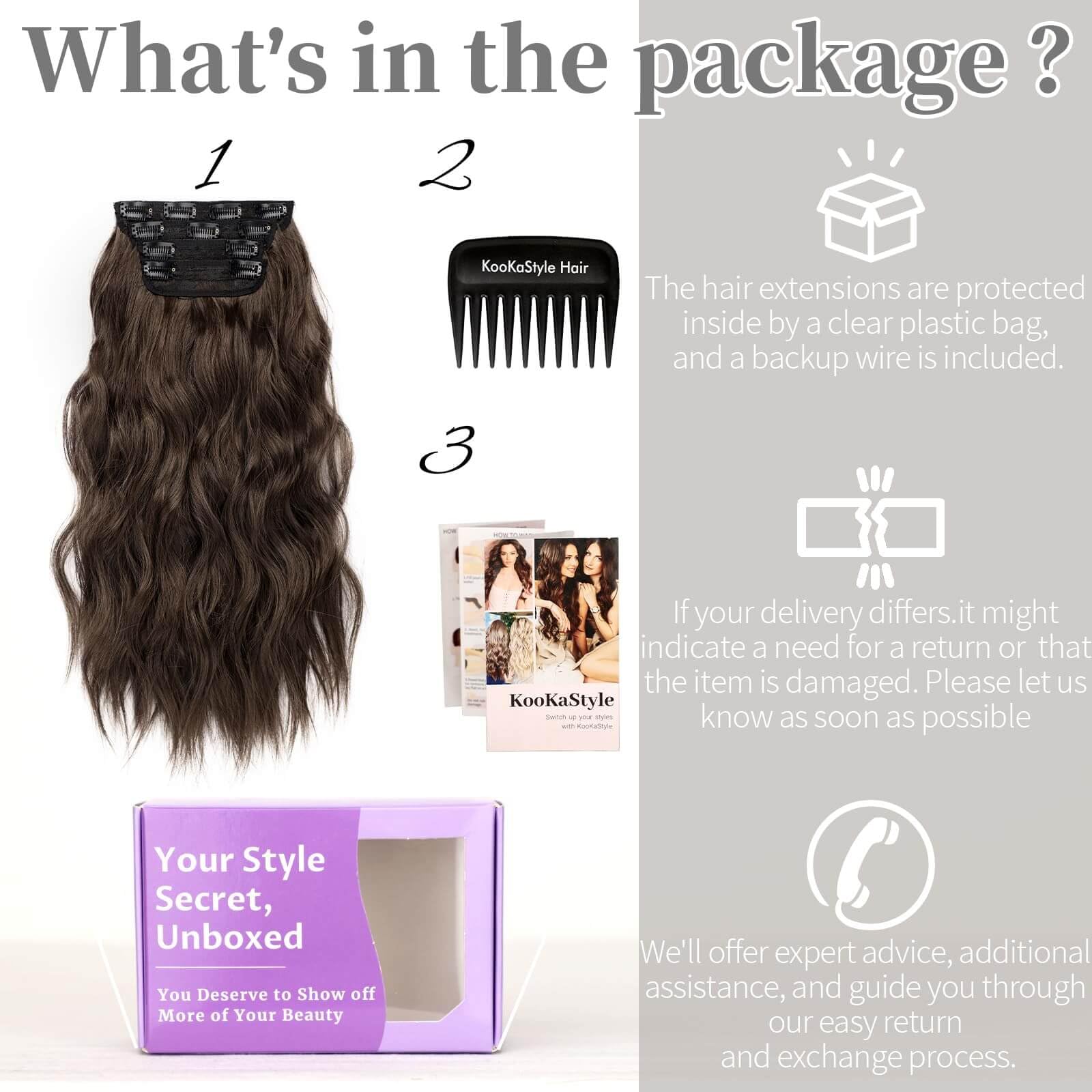 KooKaStyle Clip in Synthetic Hair Extensions Long Wavy 4PCS Thick Hairpieces Balayage Chocolate Brown to Caramel Blonde 10H26 Fiber Double Weft Natural Hair Extensions 16 Inch for Women