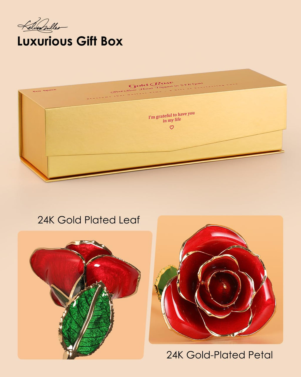 24K Gold Dipped Real Rose – Handcrafted, Bold, One of a Kind – Romantic Gift for Her – Ideal for Birthday, Anniversary, Mother’s Day, Valentine’s (Black)