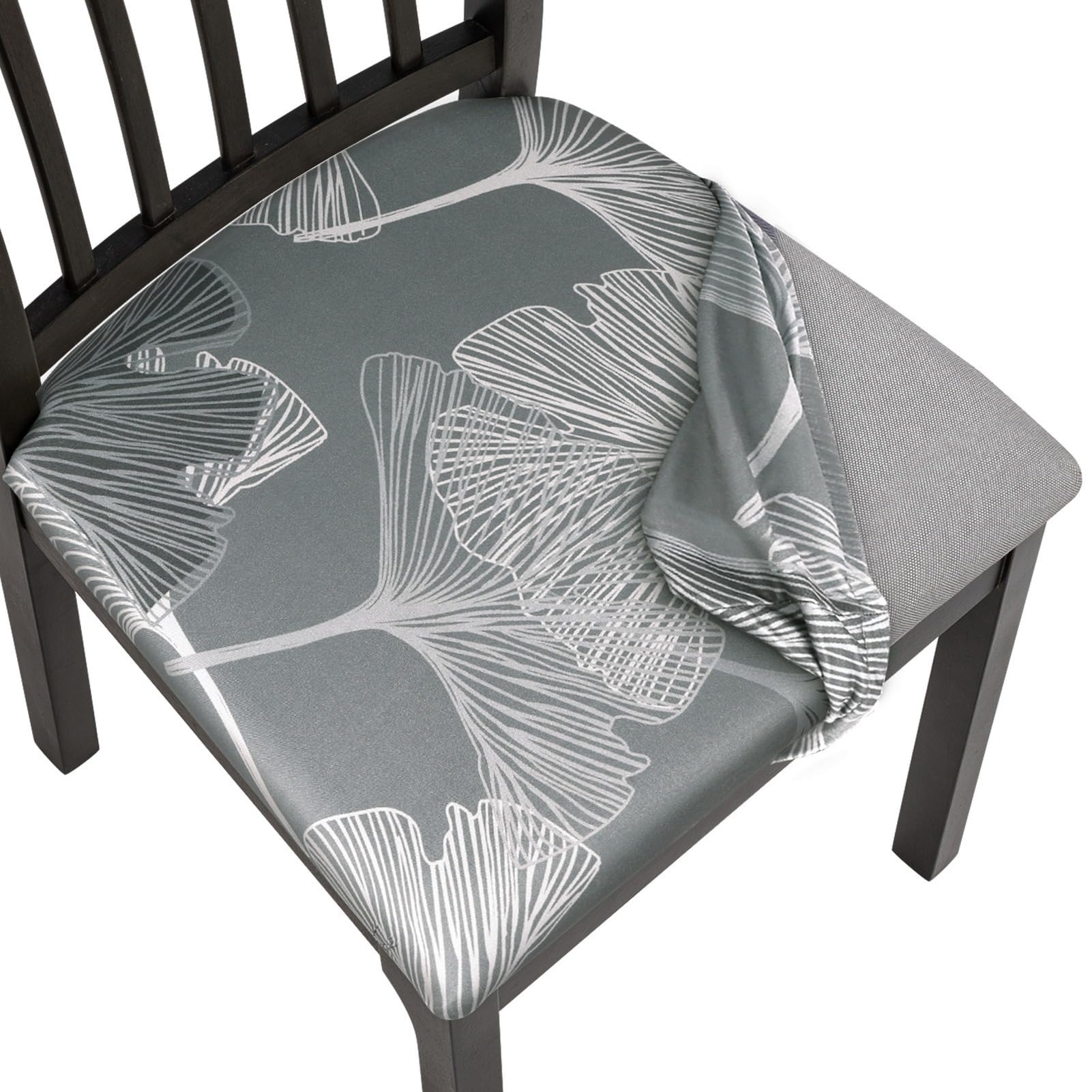 SearchI Seat Covers for Dining Room Chairs Stretch Printed Chair Seat Covers Set of 2, Removable Washable Upholstered Chair Seat Protector Cushion Slipcovers for Kitchen, Office(Ball Flower)