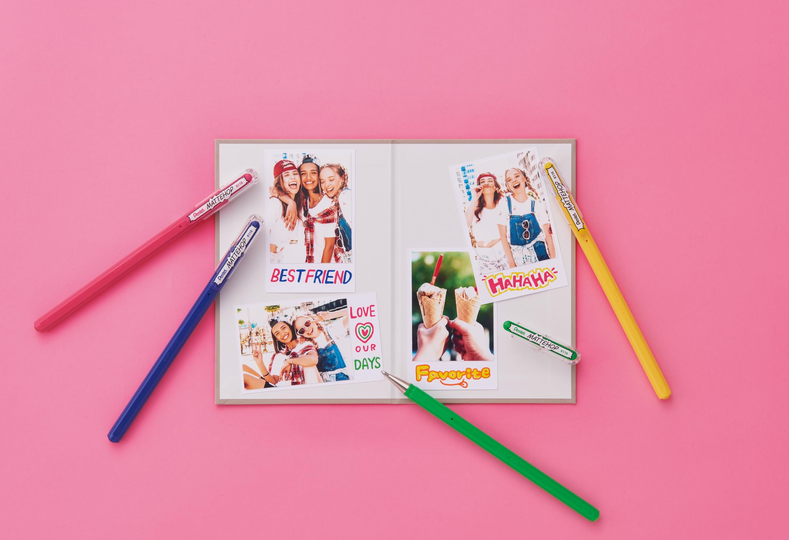 Pentel Matte Hop Original + Sweet Color Ballpoint Pen, 14 Colors K110-V14ST