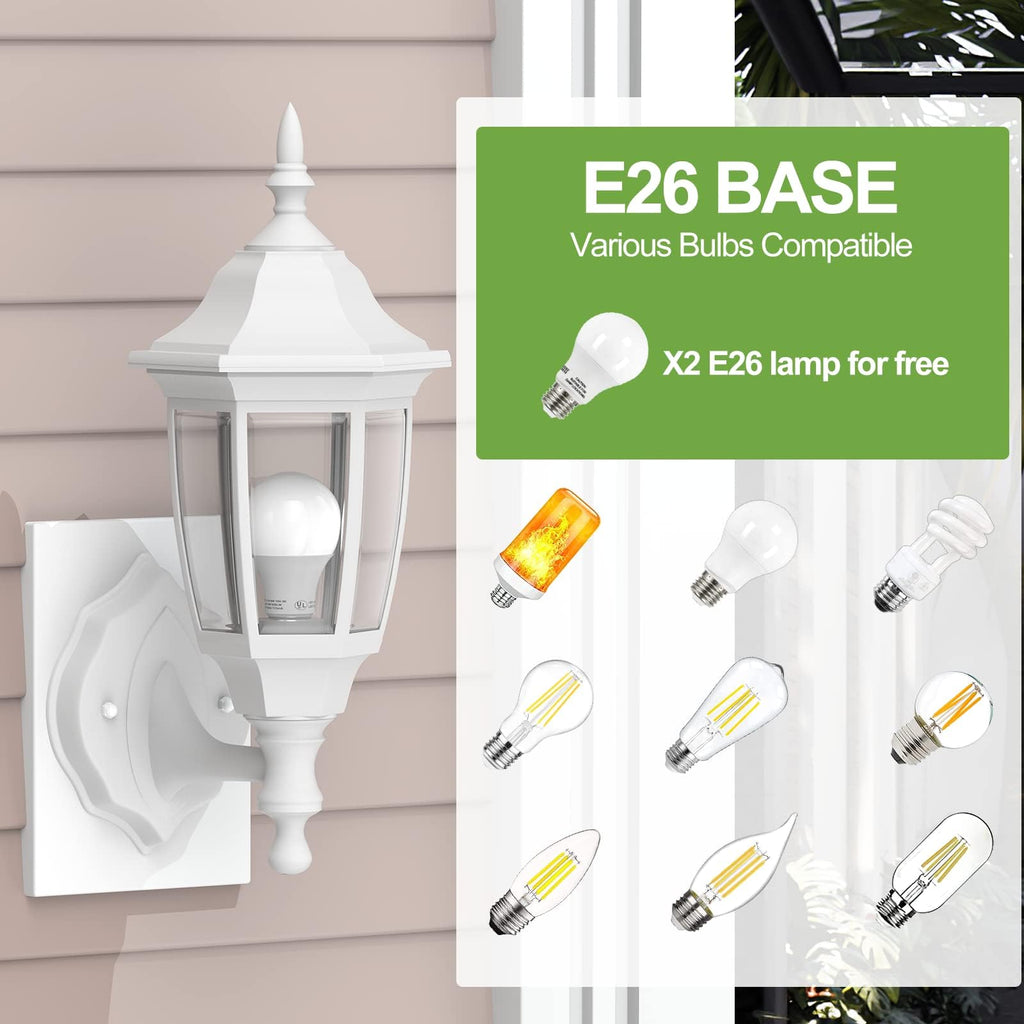 EMART Dusk to Dawn Plastic Outdoor Wall Light Fixtures with Bulbs, Waterproof and Anti-Corrosion Porch Sconces, Exterior Lanterns Wall Mount Lamp for Outside, Garage, Front Door, Patio, 1 Pack, Black