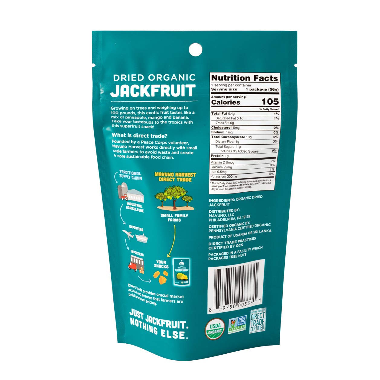 Mavuno Harvest Organic Dried Fruit Variety Pack | Dried Mango, Papaya, Pineapple, Banana, Jackfruit, & Tropical Mix | Healthy, Vegan, No Sugar Added, Non GMO Snacks for Kids & Adults | 2 Ounce, 6 Pack