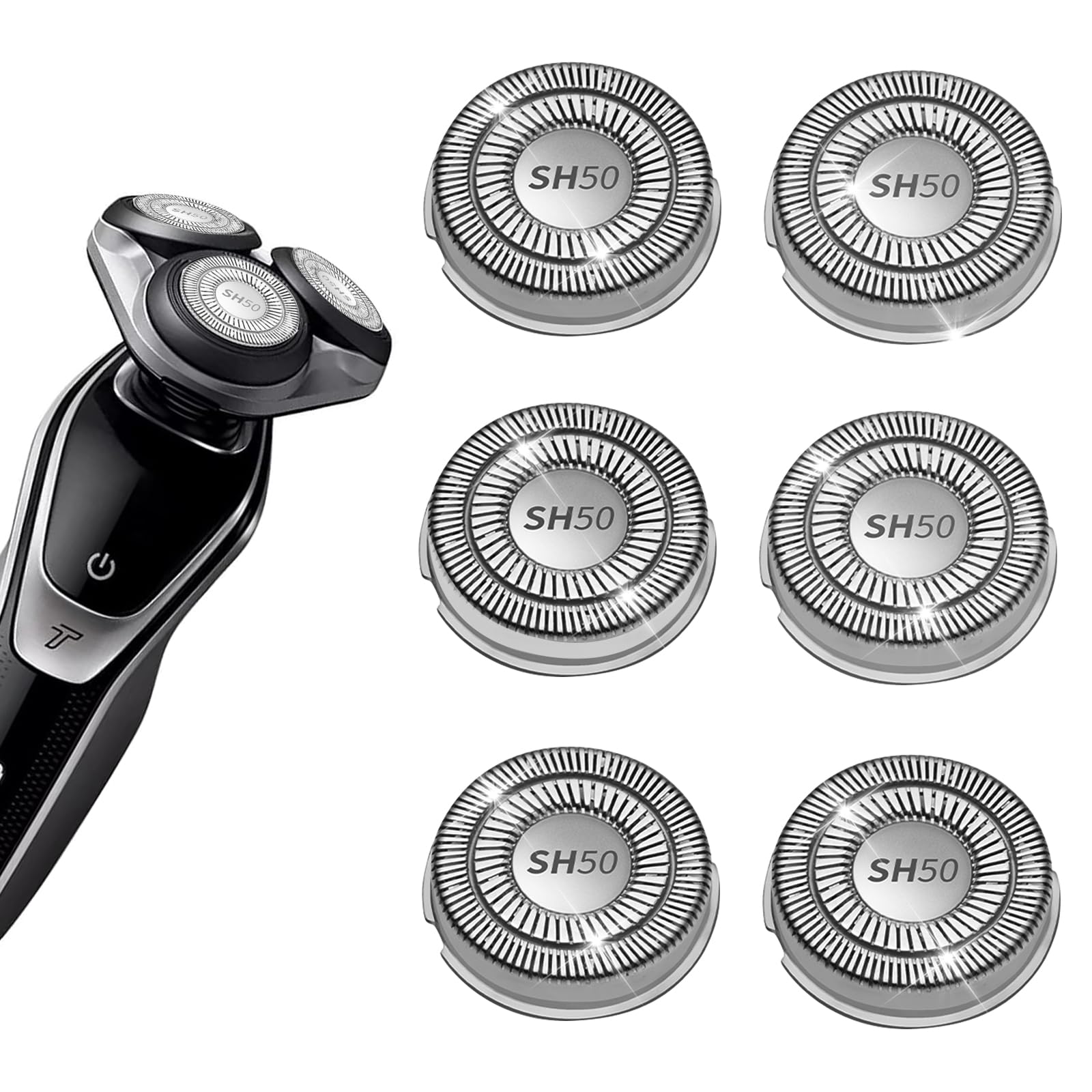 6 Pack SH30 Replacement Head Compatible with Philips Norelco Series 3000/2000/1000,New Upgraded SH30 Replacement Double Blades for norelco 1000 Replacement Heads
