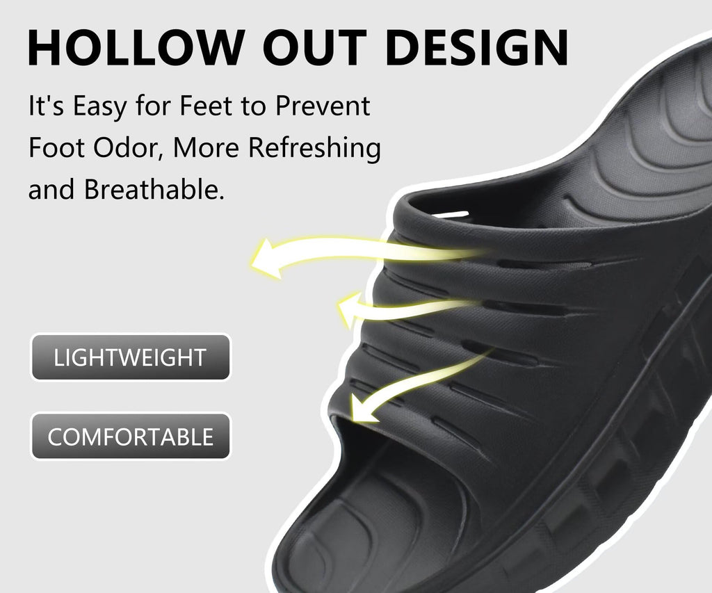 GPOS Mens Sport Recovery Sandals Plantar Fasciitis Thick Cushion Slides Sandals Lightweight Comfort Orthotic Slippers