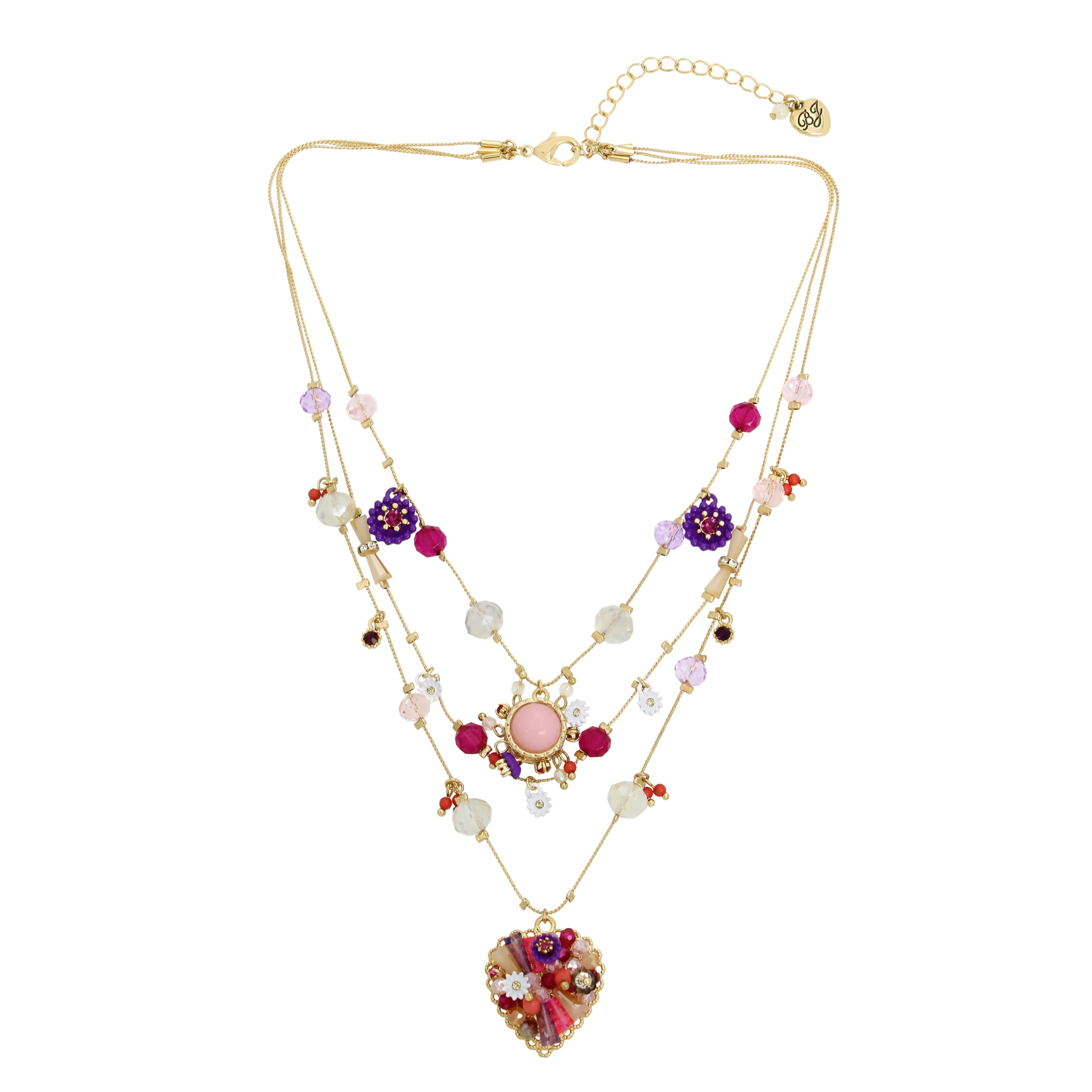Betsey Johnson Womens Butterfly Charms Layered Necklace