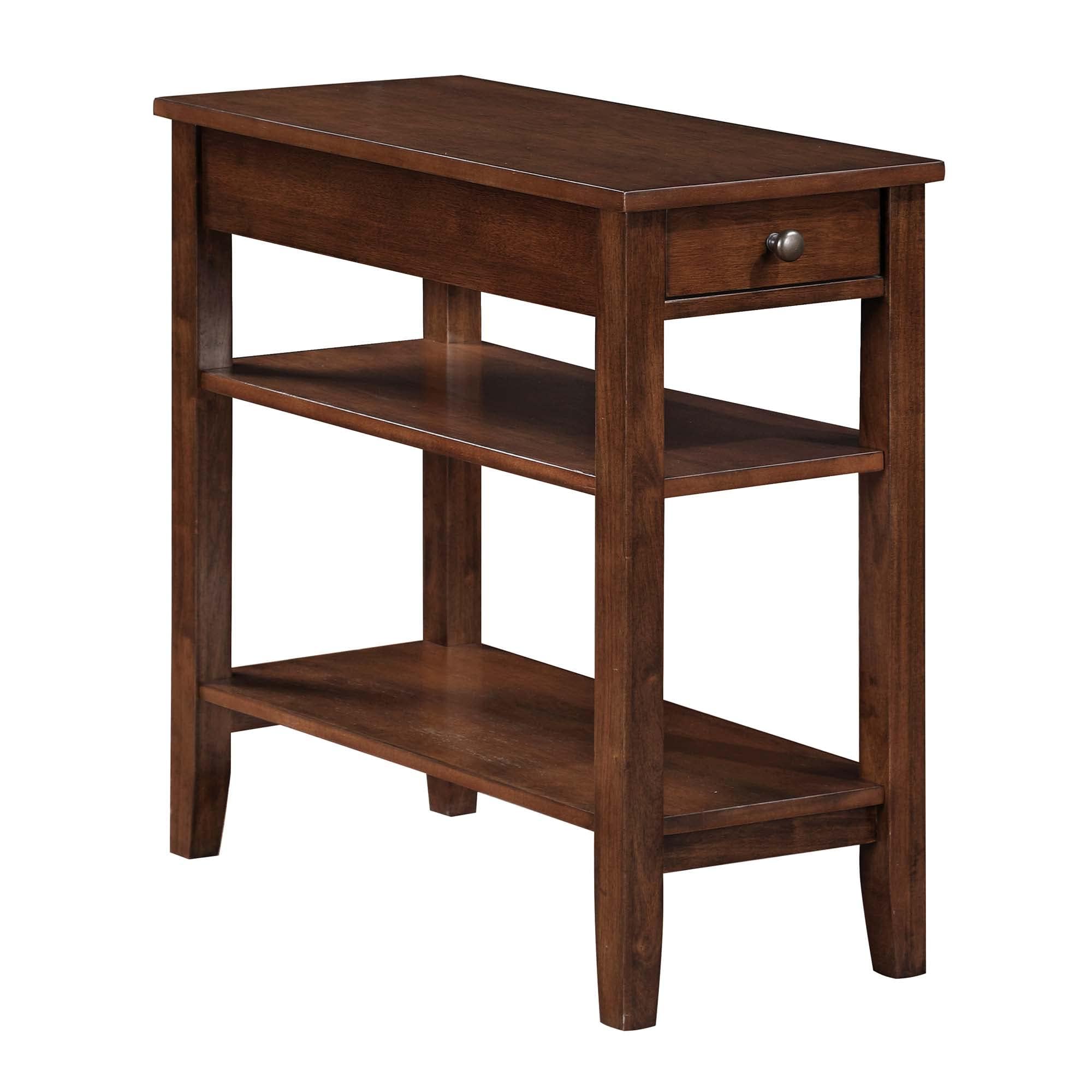 Convenience Concepts American Heritage Chairside End Table with Drawer 23.5" - Classic Living Room Table with Storage Shelf, Bedroom Nightstand, Black