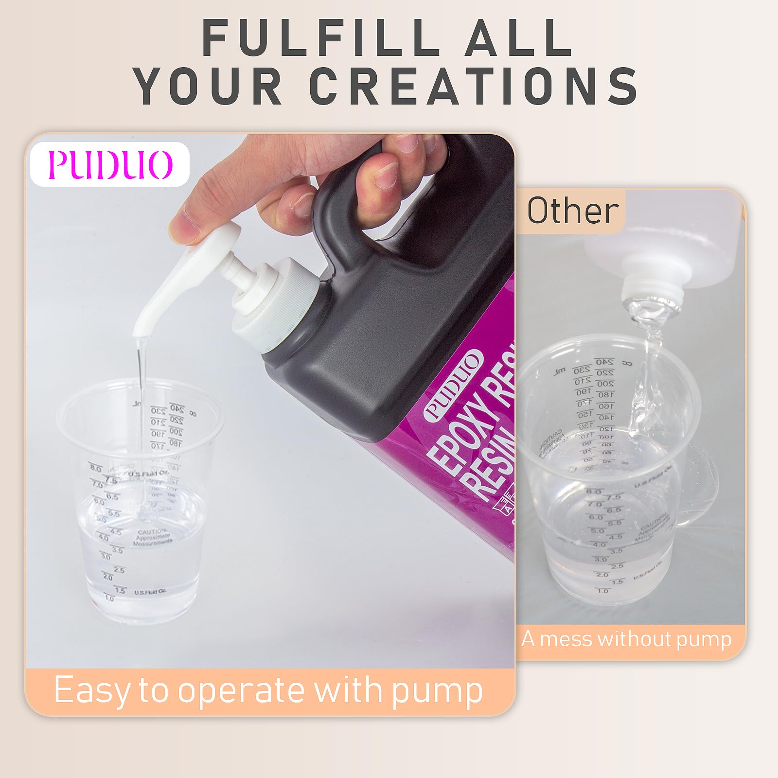 Puduo Epoxy Resin Kit 1.1Gallon，Newly Formulated Crystal Clear Epoxy Resin，Strong, Bubble-Free, Anti-Yellowing Art Resin that，Suitable for Casting, DIY, Resin Art, Molds, Easy to Mix 1:1 Ratio