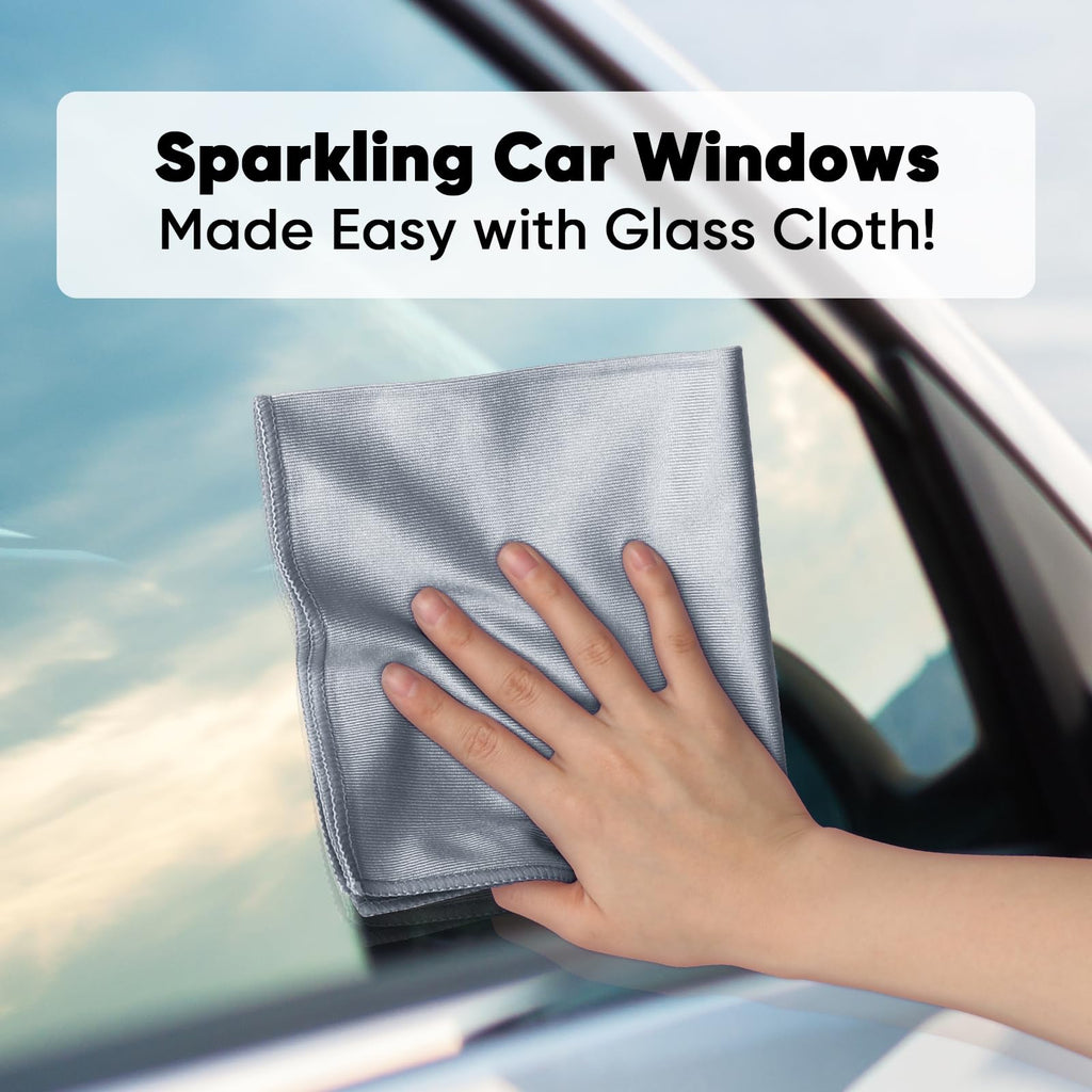 HOMEXCEL Microfiber Glass Cleaning Cloths 6 PK, Lint Free Streak Free, Reusable Microfiber Magic Cleaning Cloth for Cleaning Windows, Glasses, Mirrors, Screens, Stainless Steel, and More, Blue-14”×16”