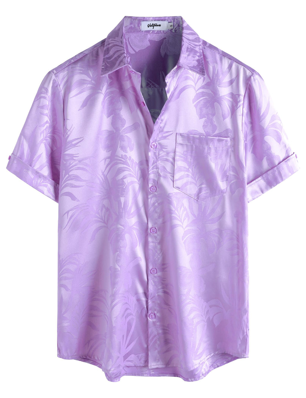 VATPAVE Mens Summer Jacquard Regular Fit Shirts Casual Button Down Short Sleeve Beach Tops with Pocket