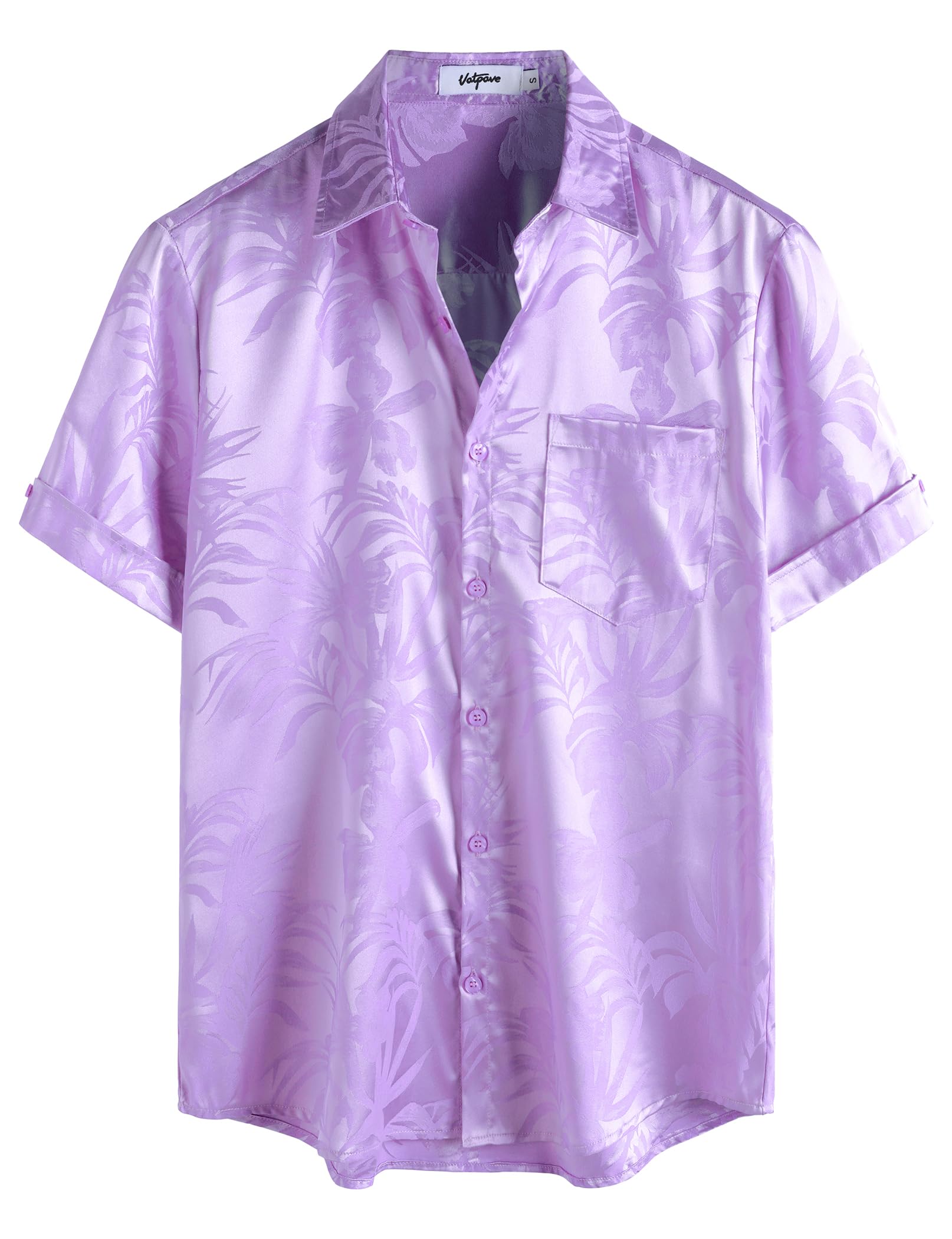 VATPAVE Mens Summer Jacquard Regular Fit Shirts Casual Button Down Short Sleeve Beach Tops with Pocket