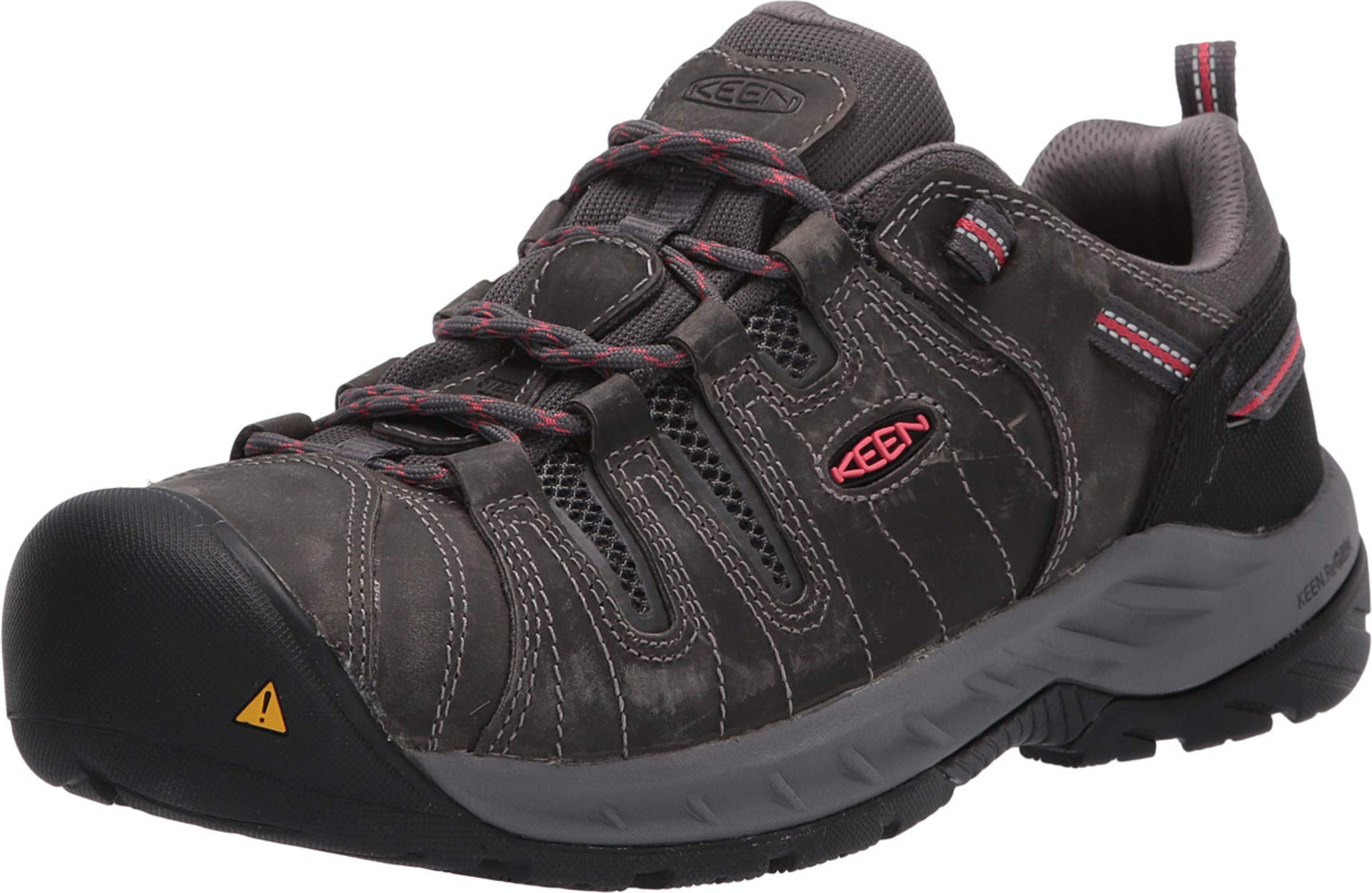 KEEN Utility Women's Flint 2 Low Height Leather Steel Toe Work Shoes, Magnet/Rose, 8 Wide US