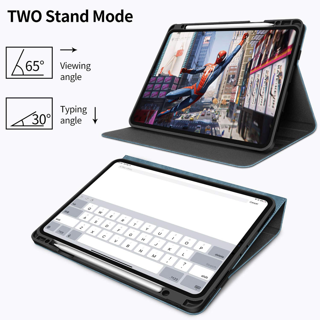H HOLIMET Case for iPad Pro 12.9 2022 6th/5th/4th/3rd Generation with Pencil Holder Pocket Folio Stand Cover Soft TPU Back Shockproof, Auto Sleep/Wake,Vegan Leather