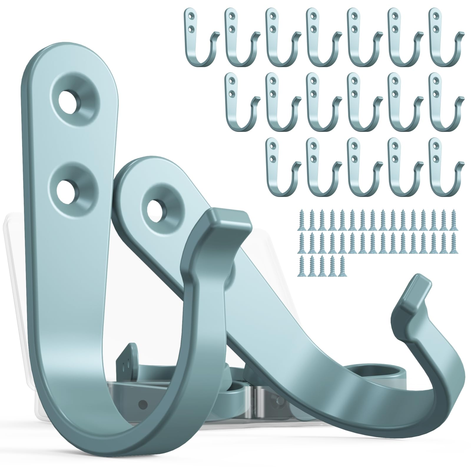 BREYDROK 20PCS Heavy Duty Metal Coat Hooks for Wall, Single Prong Hanging Hooks with 40 Screws for Towels, Backpacks, Hats & Dog Leashes