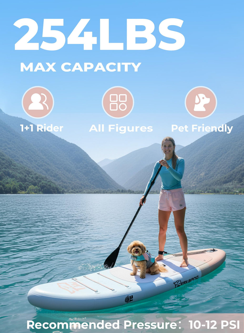 TIGERXBANG 11'6"/11'/10' Inflatable Paddle Board with Complete Accessories, Versatile Premium Paddle Boards for Adults/Youth, Stand Up Paddle Board Polar/Wave/Sunny Wave Collection