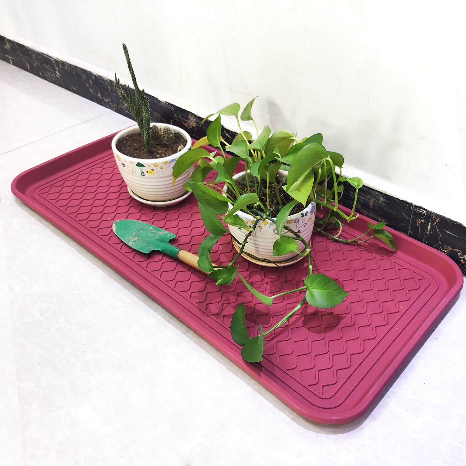 2 Pack Large Multifunctional Tray Mat Washable Indoor or Outdoor Tray Mat for Shoes Boots Plants Pots Paint Tins Pet Bowls Car Storage, 30 x 15 x 1.2 Inches