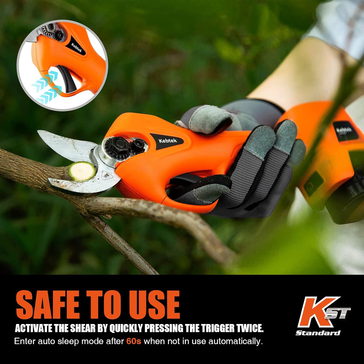 Pruning Shear Battery Powered, Kebtek Cordless Portable Electric Pruner with 2×2Ah Batteries 6-8H Runtime -16.8V 25MM/ Cutting Diameter, Lightweight 880g for Garden Tree Branch Pruning