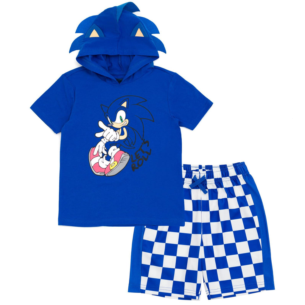 SEGA Sonic the Hedgehog Cosplay T-Shirt and Mesh Shorts Outfit Set Little Kid to Big Kid