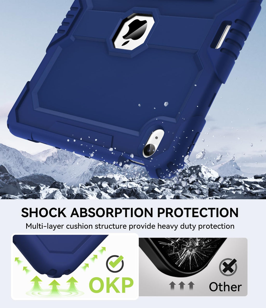 OKP Case for iPad 9th/ 8th/ 7th Generation (2021/2020/2019), Heavy Duty 10.2 inch iPad Shockproof Rugged Protective Cover with Built-in Stand, Hard iPad 9 8 7 Gen Cases for Kids Girls Boys, Black