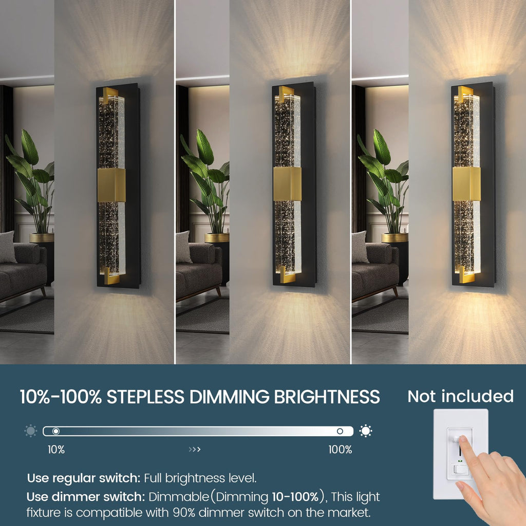 WOSHITU LED Wall Sconce Light: 11 Inch Gold Modern Sconces Wall Lighting 3000K Dimmable Crystal Wall Lamps Indoor Bathroom Sconce Wall Mount Light Fixtures for Living Room/Bedroom/Hallway