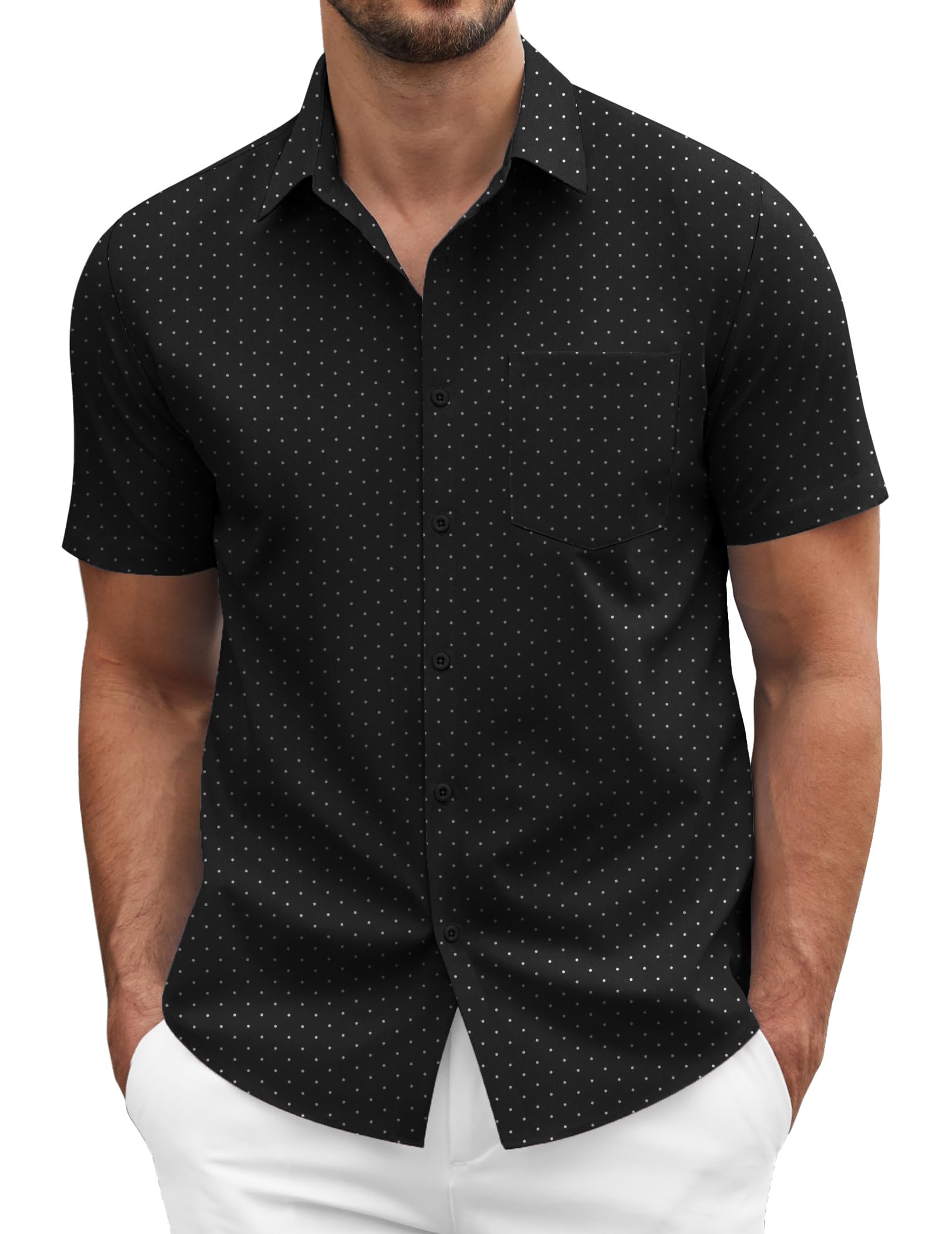 COOFANDY Men's Short Sleeve Casual Button Down Shirt Business Untucked Dress Shirts with Pocket